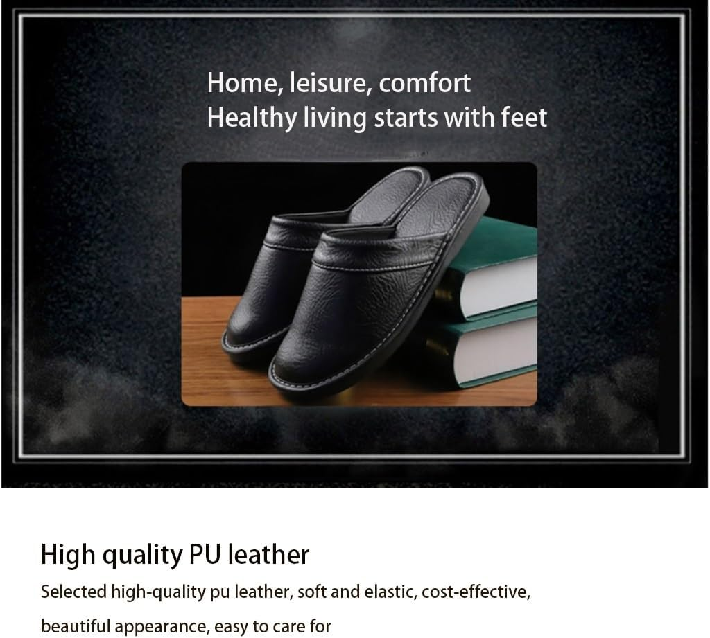 Leather Slippers for Men Indoor Outdoor，Pantoufles Mules En Cuir Pour Homme，Couple'S Home Indoor Breathable Non-Slip Slippers