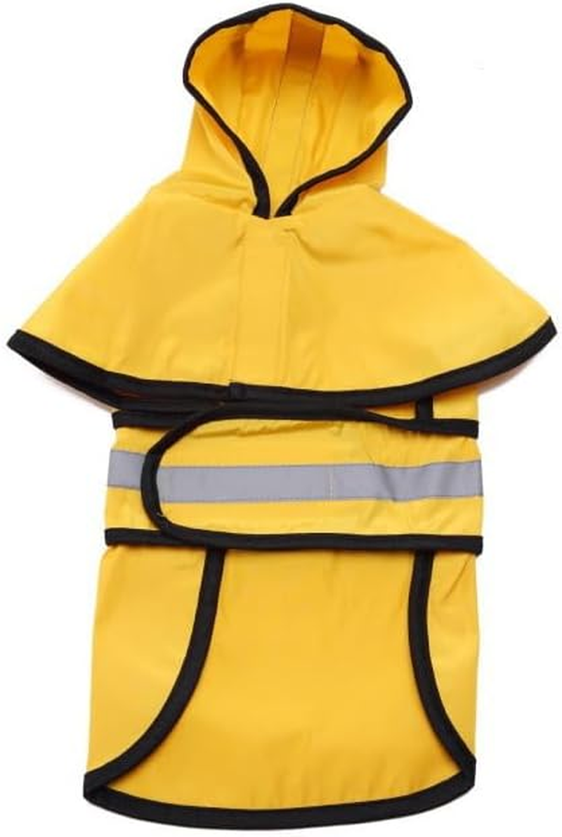 Dog Raincoat Adjustable Pet Water Proof Clothes Lightweight Rain Jacket Poncho Hoodies with Strip Reflective (S, Yellow)