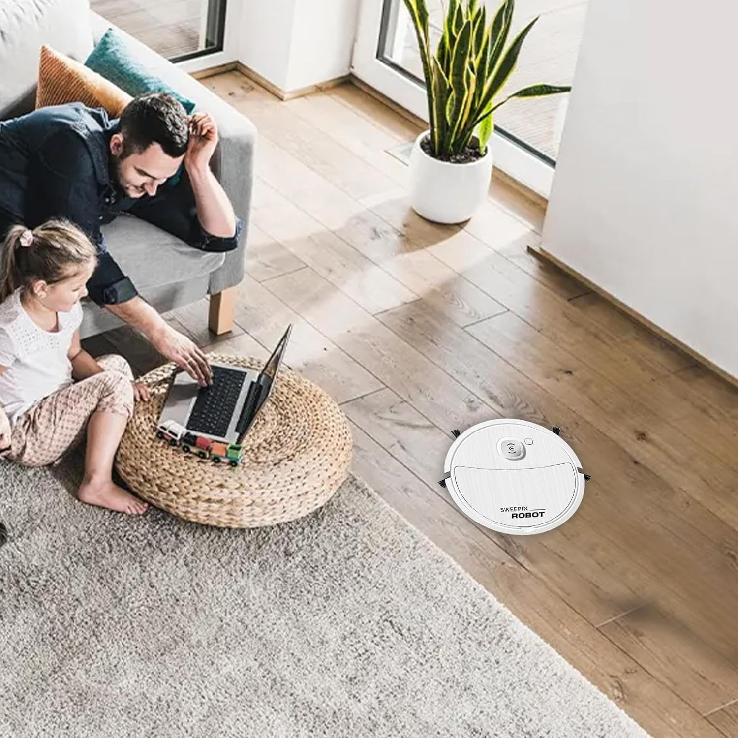 Cleaning Robot | Automatic Floor Cleaning Robot Vacuum with Low Noise | Tile Marble Hard Floor Cleaner for Bedroom, Dining Room, Living Room, Balcony, Kitchen Borato image number 4