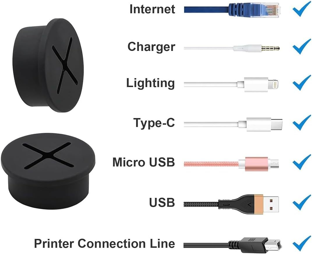XUTONG 15PCS Desk Grommet,25Mm Desktop Equipment Wiring Management Desk Cord Hole Cover image number 4