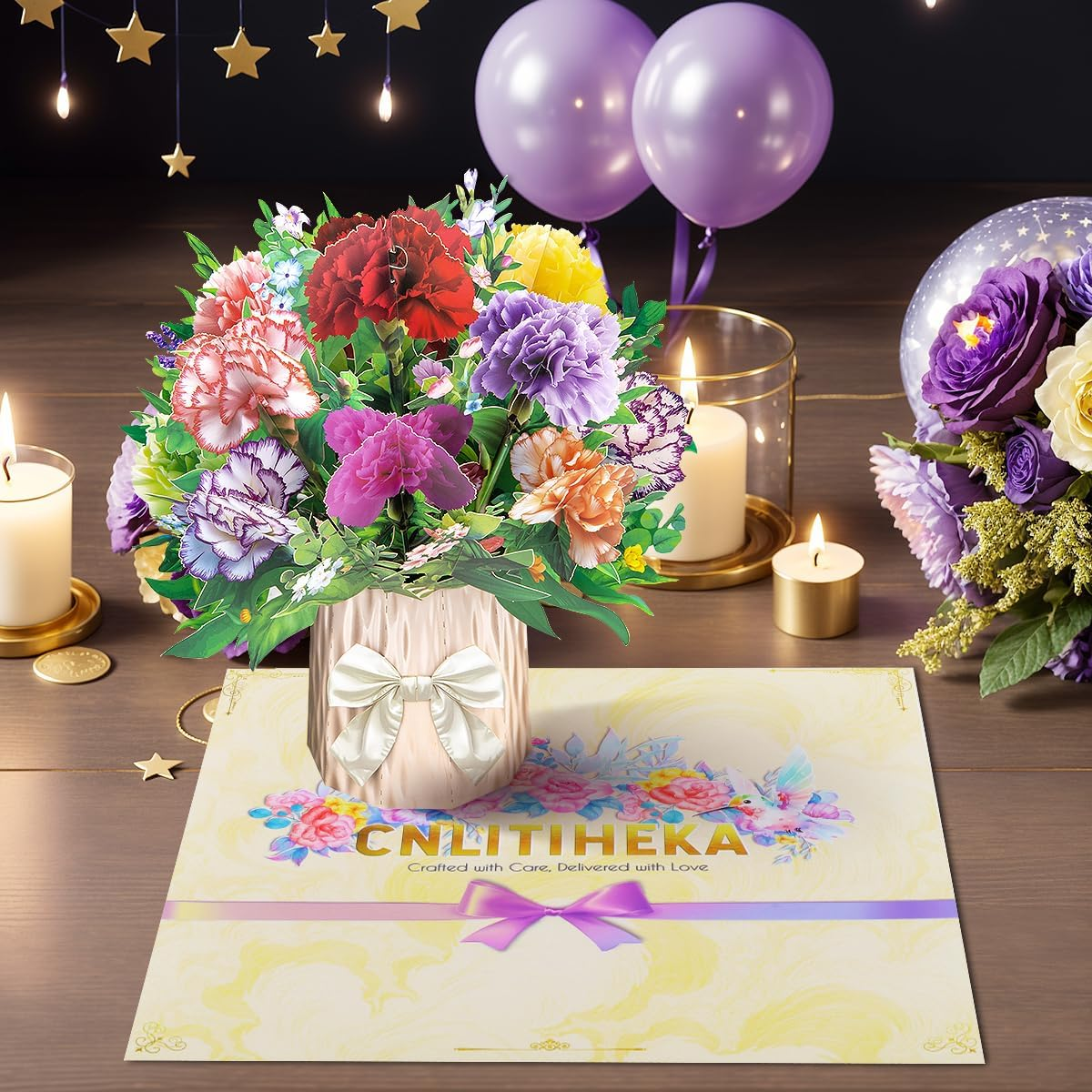 Carnation Paper Flower Pop up Cards, Mother'S Day Pop up Flower Card, Teacher'S Day Card, with Note Card and Envelope, Get Well Cards, Happy Holiday Card for Mom, Teacher, Friends. image number 5