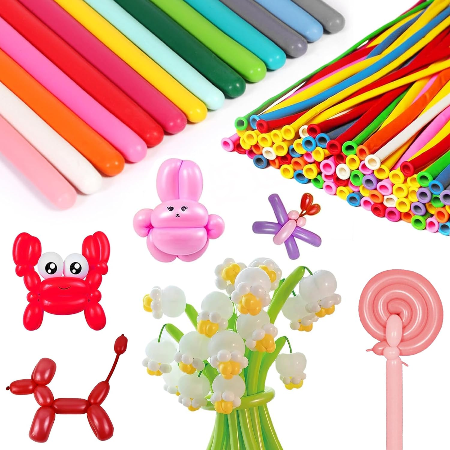 YALLOVE Latex Long Balloon Assorted Color, Set of 100, Twisting Animals Model Magic Balloons for Baby Shower Birthday Grad Party Decoration(260Q) image number 1