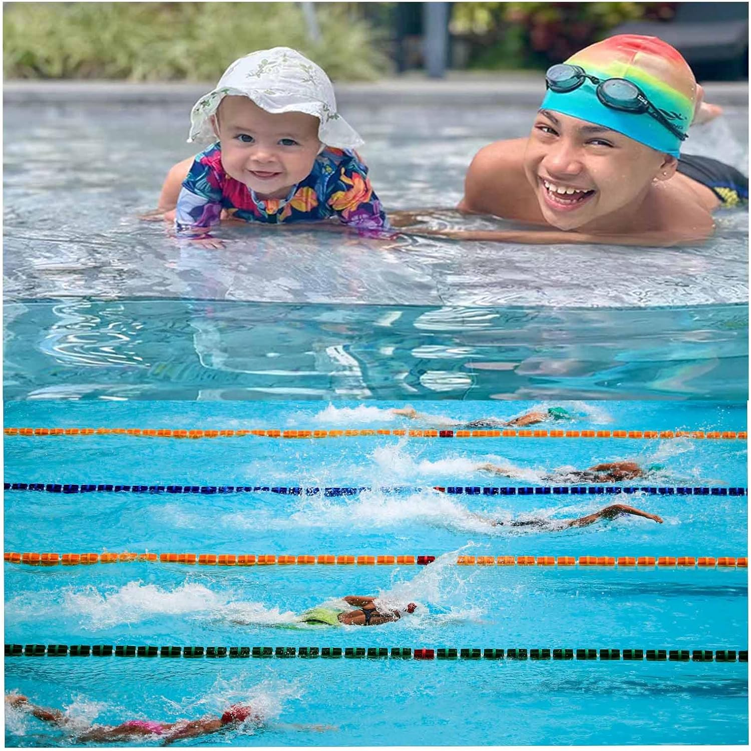 LERTREE 2 Pcs Silicone Swimming Cap for Adults Unisex Flexible Swim Hats Bright Colour Swimming Cap for Men and Women Beach Pool Wear image number 5