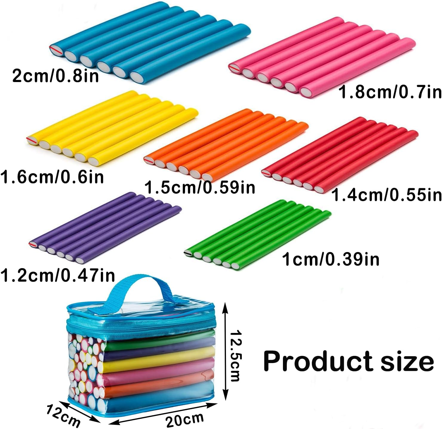 Pack of 42 Large Curls, Hair Curls, Curlers without Heat, Curlers Short Hair, Hair Rollers, Curls DIY Tool, Curly Hair Styling Tool, for Short, Medium, Long Hair