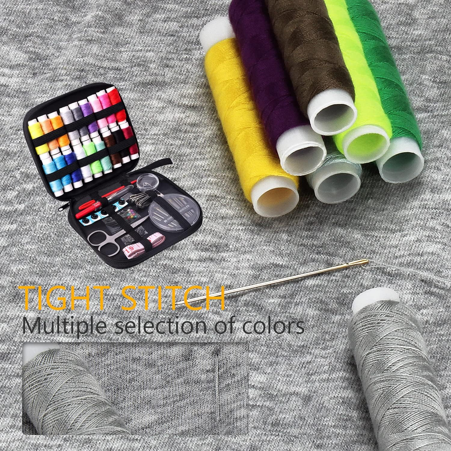 TUXWANG Sewing Kit with Sewing Accessories, Bobbins Thread, Large Format Premium Sewing, Sewing Box, Complete Sewing Kit for Beginners, Travelers