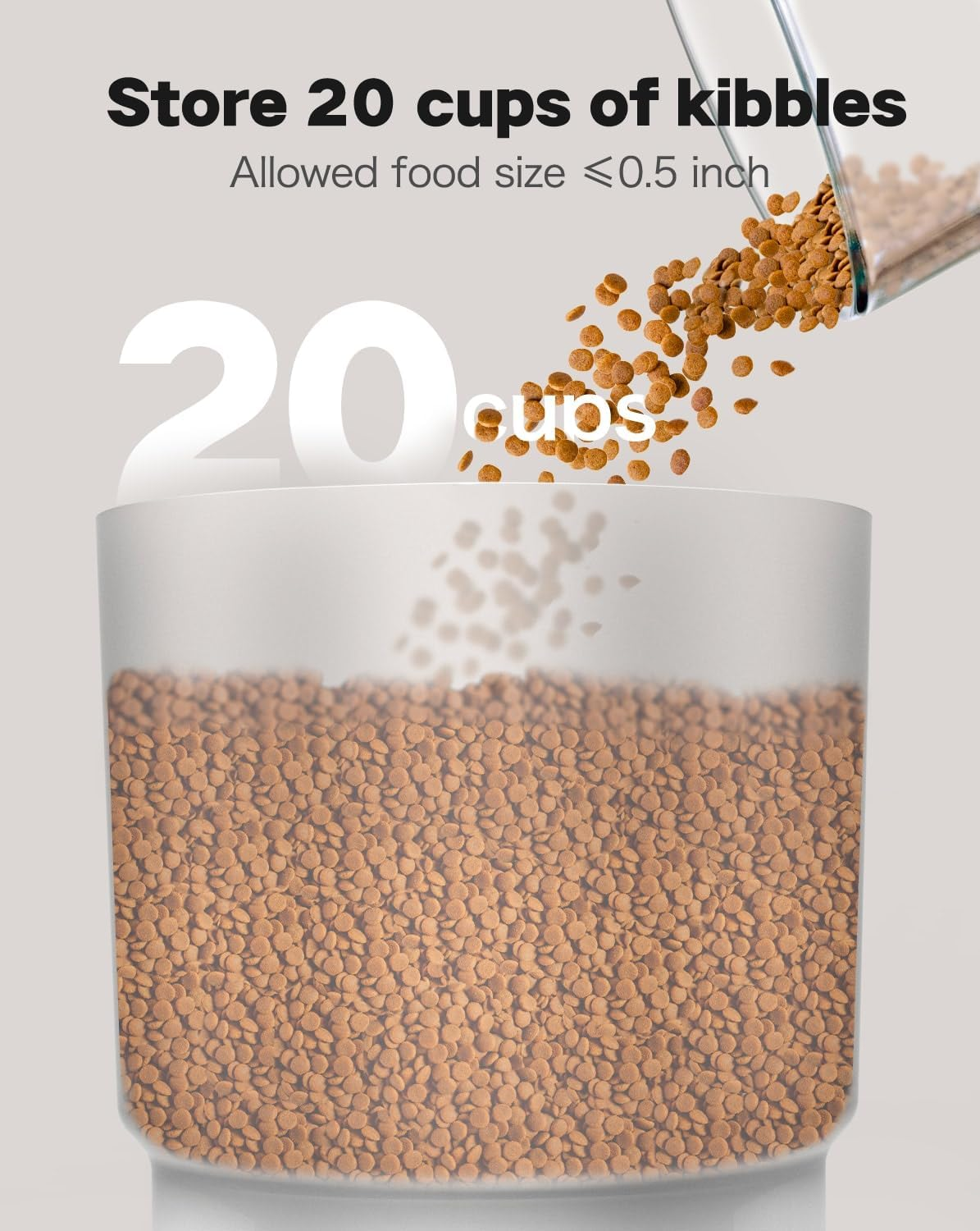 SURDY Automatic Cat Feeder for 2 Cats, 20 Cups/5L Automatic Cat Food Dispenser for Small Pets Auto Cat Feeder for Dry Food, Dual Power Supply and Timer Setting 12 Portions 6 Meals per Day image number 4