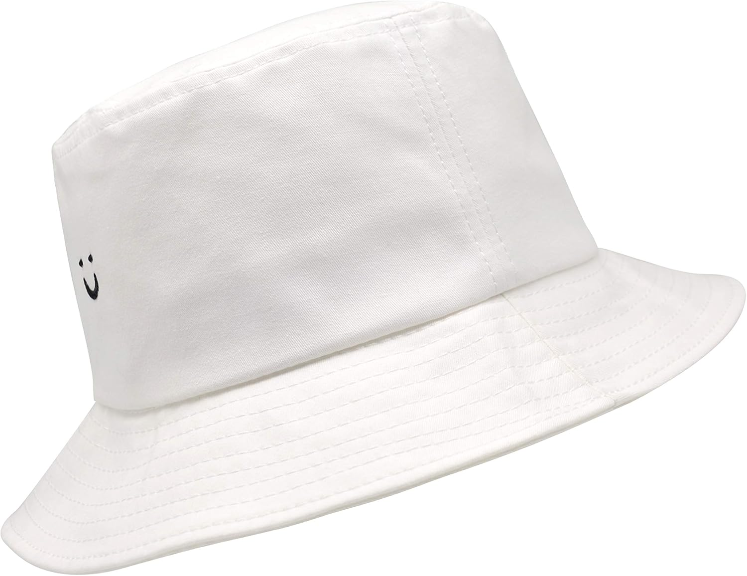 Bucket Hat Unisex 100% Cotton Smile Face Embroidery Reversible Hat Travel Bucket Beach Sun Hat Outdoor Cap image number 3