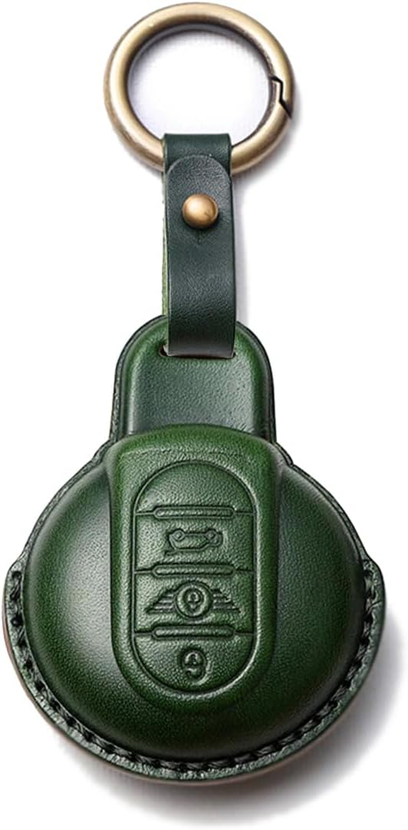 Ontto Key Fob Cover Fit for Mini Cooper F54 Clubman F55 F56 F57 F60 Countryman 3 Buttons Vegetable Tanned Leather Key Case Keychain Keyring Keyless Accessories Brown