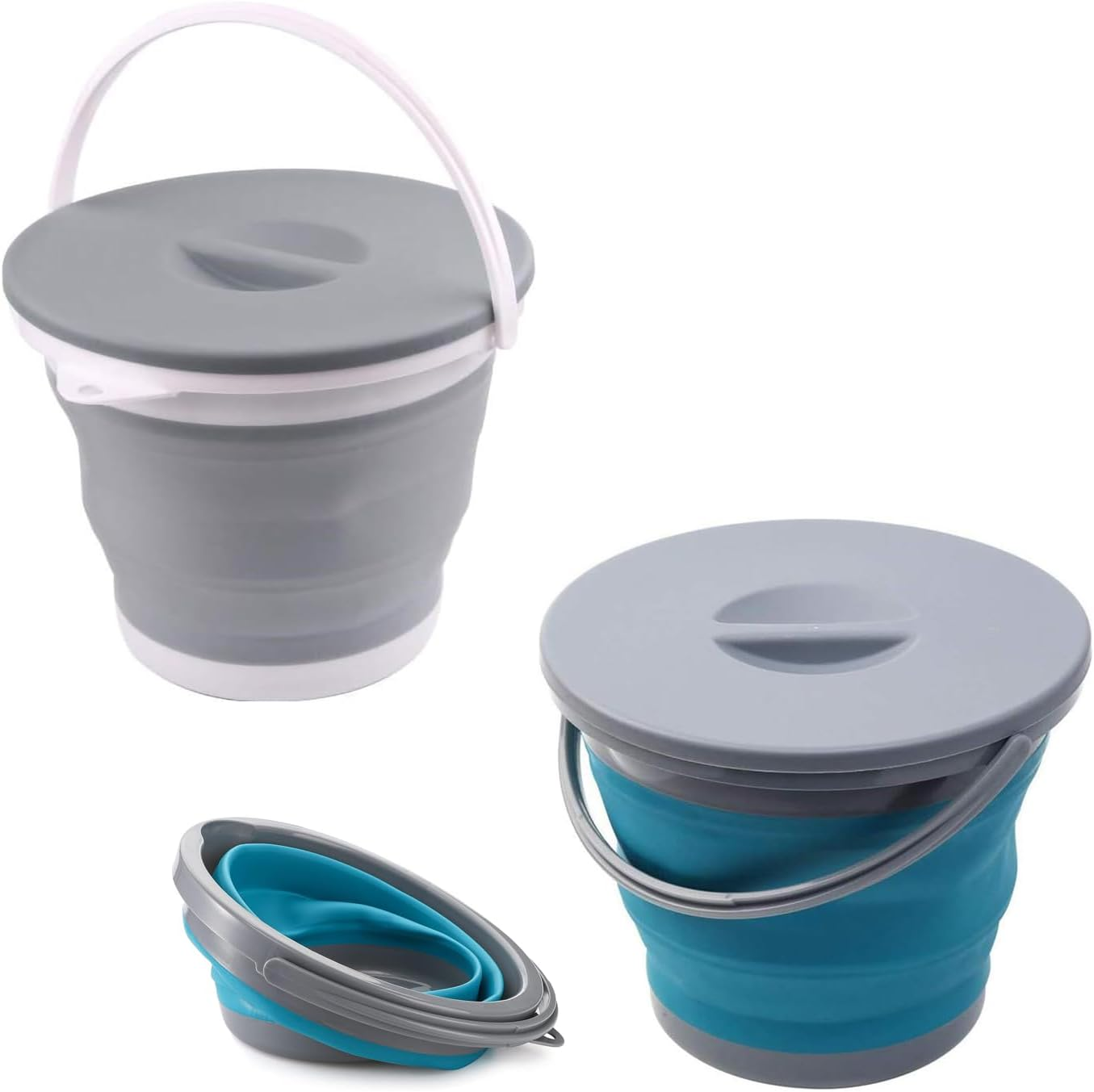 Collapsible Water Bucket with Locking Lid, Multifunctional Foldable round Tub Portable Water Pail for Camping, RV, Marine, Outdoor Activities and Home Use, Space Saving Water Container image number 2