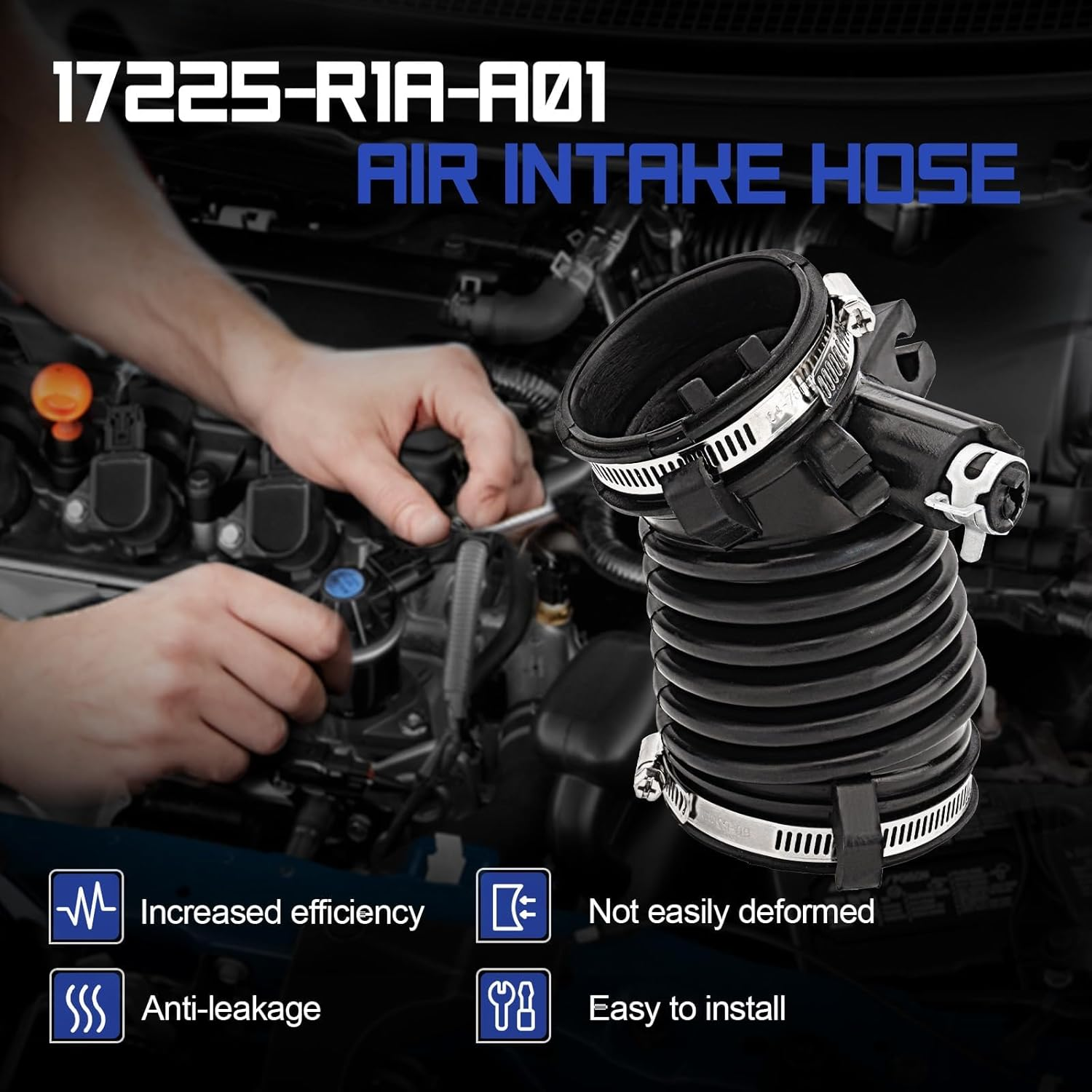 Air Cleaner Intake Hose Tube with Clamps for 2012-2015 Honda Civic 1.8L 2013-2015 Acura Ilx 2.0L (OEM# 17225-R1A-A01) image number 1