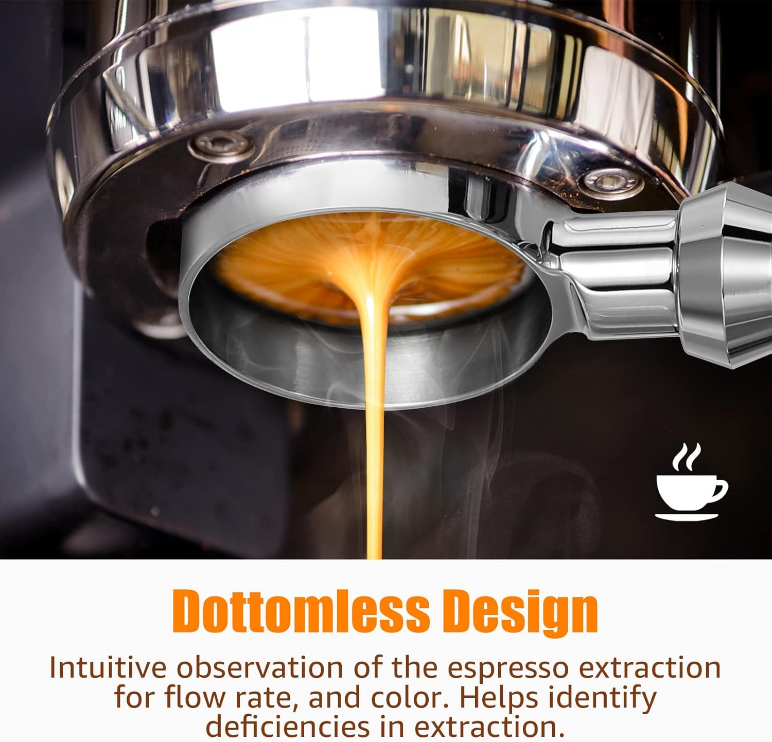 GUYOS 54Mm Espresso Bottomless Filter Holder 3-Ear Coffee Filter Holder Coffee Accessories Replacement for Breville 8 Series Coffee Machines image number 4