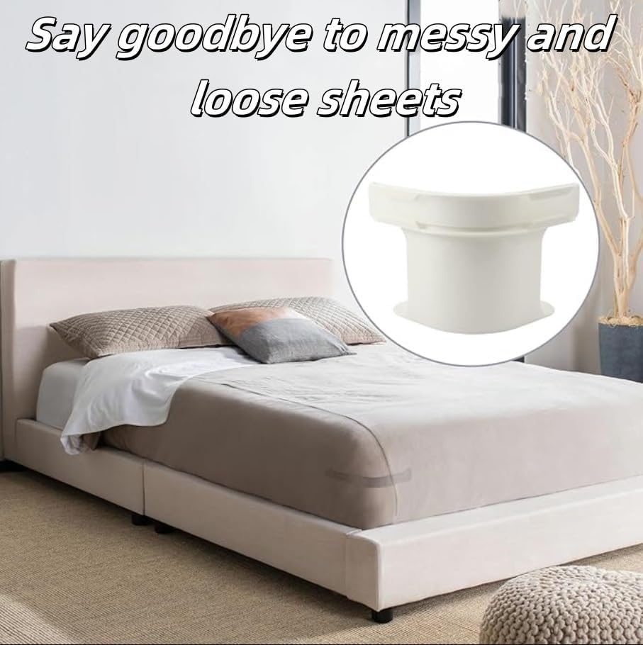 4Pcs Heavy Duty Bed Sheet Holders Straps with Lock Strips, Bedsheet Corner Tightener Clips to Secure Mattress Protectors & Bedding, Bed Sheet Fasteners (White) image number 6