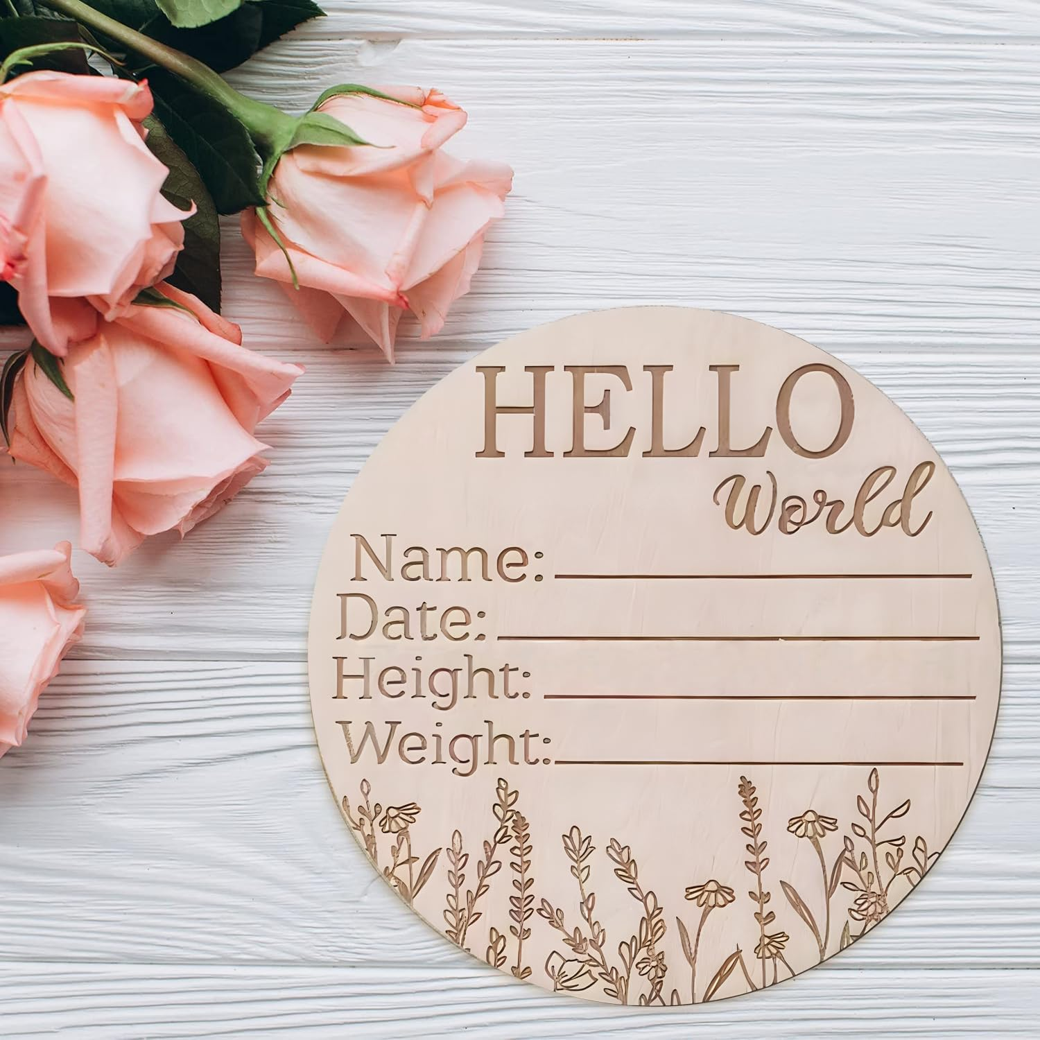 Birth Announcement Sign, Handcrafted Baby Monthly Milestone Cards Made with Light Birch Wood to Commemorate Baby'S First Year of Life,Baby Name Announcement Sign for Photo Prop Shower Nursery Gift image number 2