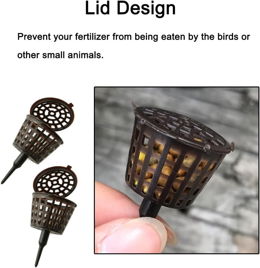 Tophomer 10 PCS Bonsai Fertilizer Basket with Lid, Large Garden Nursery Pots Planting Nutrition Cups Automatic Fertilizer Box for Orchids, Succulent. Small Plants image number 5