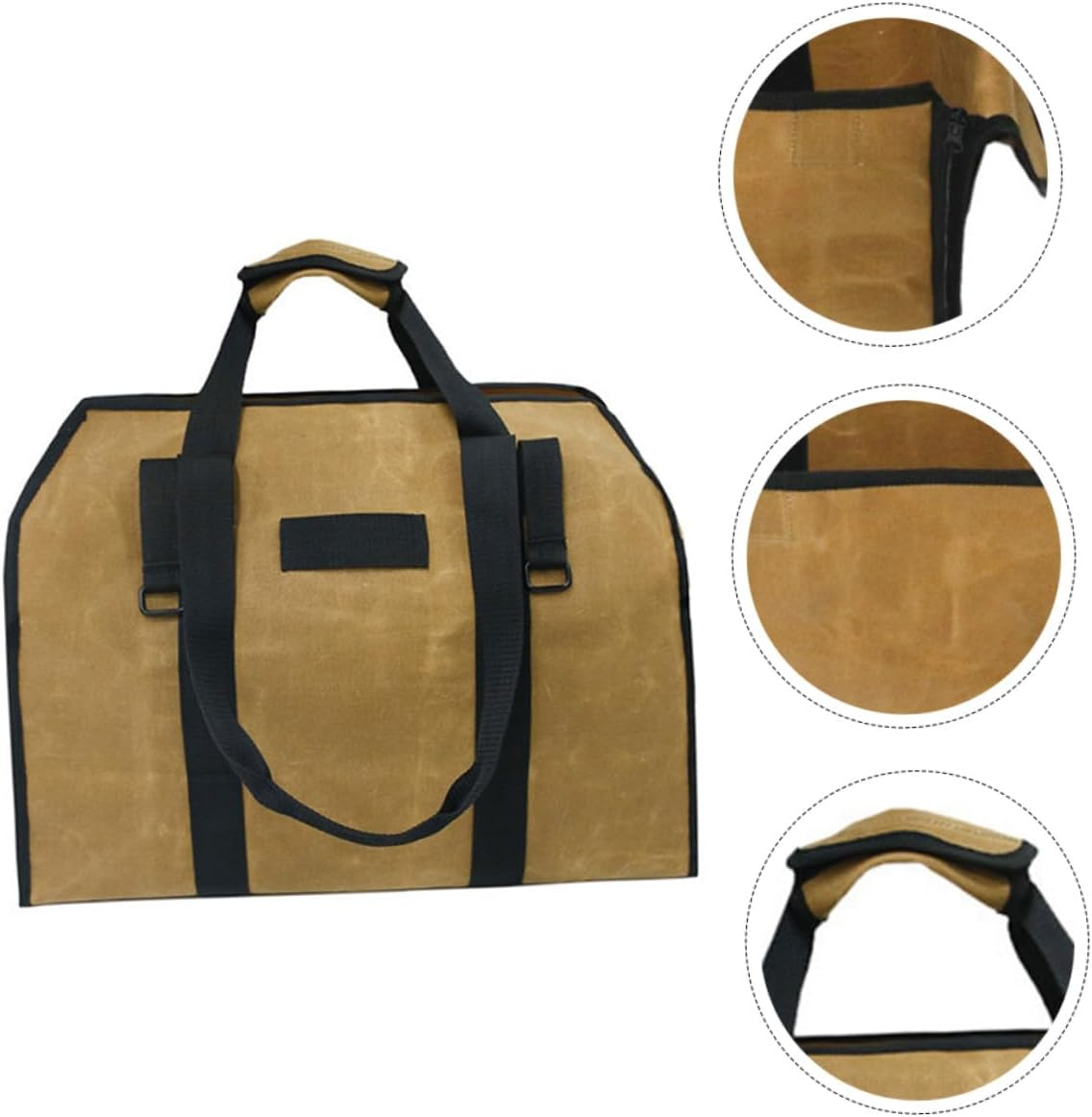 Waxed Canvas Firewood Holder Tote Bag with Metal Buckle Capacity Log Carrier Handbag for Outdoor Grilling Camping Storage image number 2