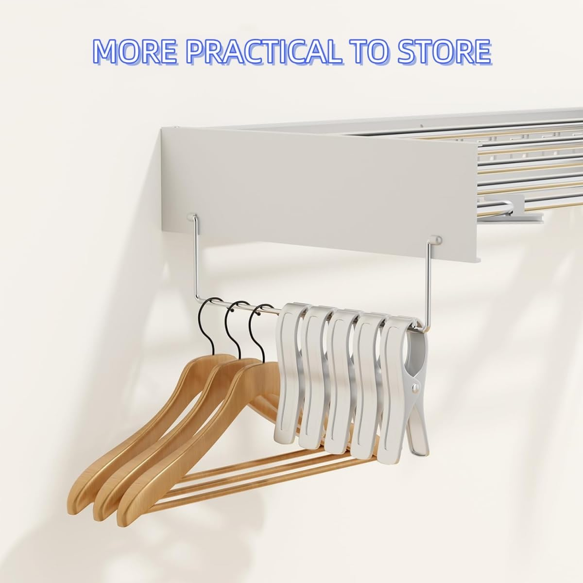 9SHOME 2Pack 80Cm Wall Mounted Clothes Drying Rack Collapsible, for Laundry with Towel Handles, Foldable Indoor and Outdoor Clothes Hanger, Retractable Clothes Drying Rack, 5 Aluminum Rods image number 6