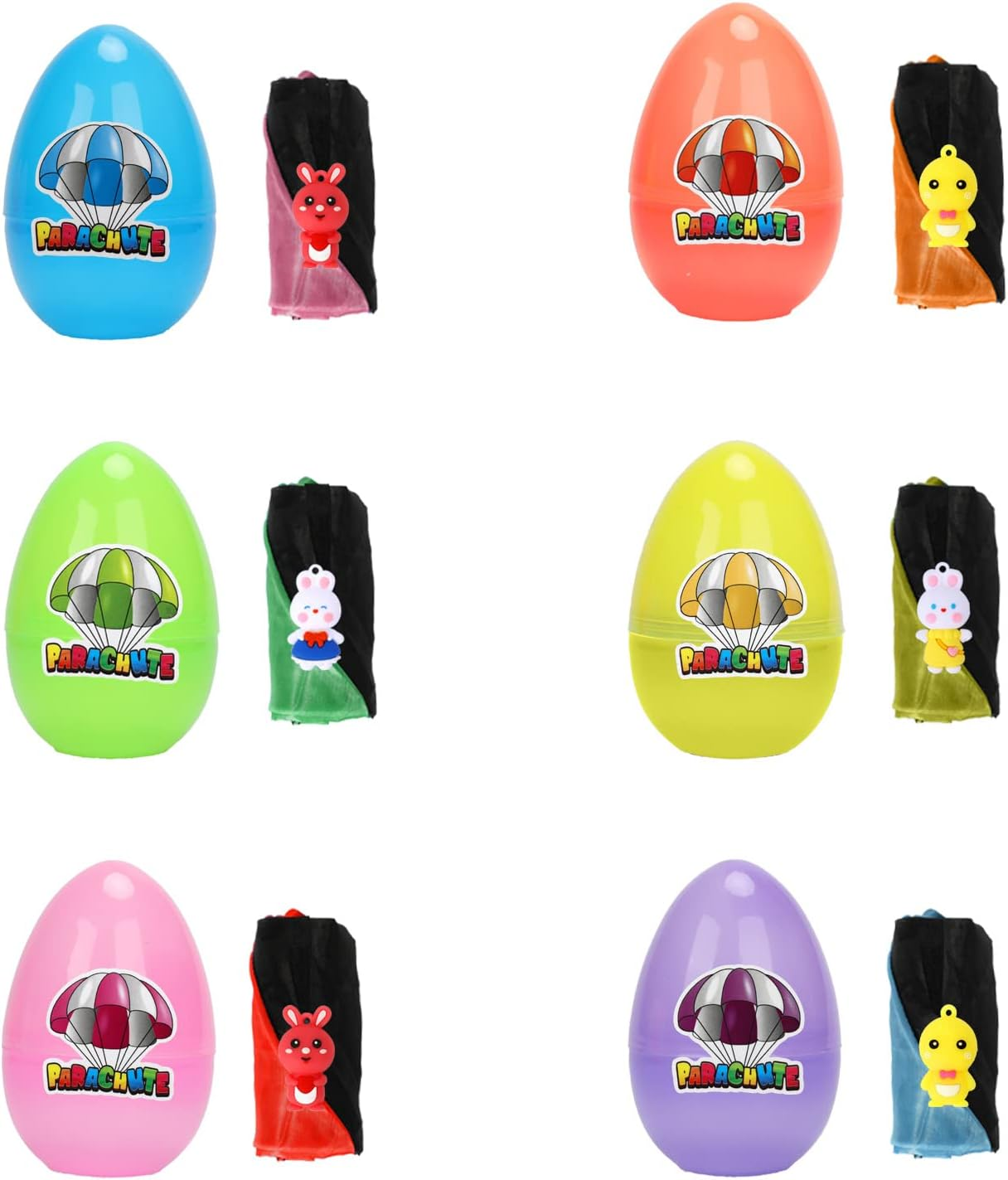 BEIGUO 6 Pack Easter Egg with Parachute Toy for Kids Girls Boys Easter Basket Stuffers Gifts