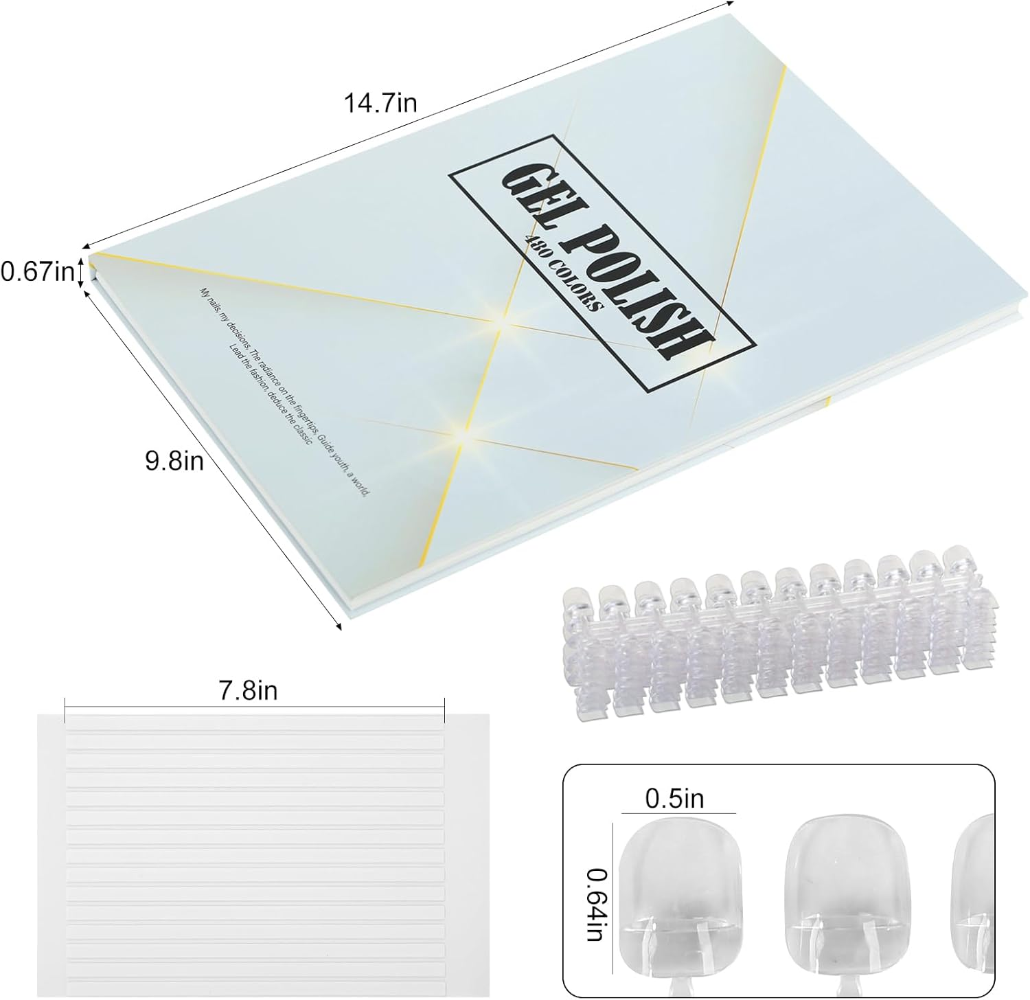 480 Nail Color Display Book,Professional Nail Polish Swatches Chart Book with 600 Display Tips & 1-500 Number Label Stickers, Pre-Numbered Slots,Perfect for Salons and Home Use(Starry Sky) - White image number 5