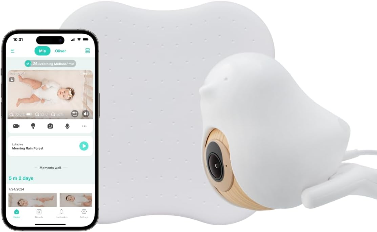 Cuboai Sleep Safety Bundle for Proactive Safety Alerts & Breathing Motion Detection: 2.5K QHD Night Vision Wifi Baby Monitor Camera, 2-Way Audio, Temperature & Humidity Sensor, Lullabies & App Control image number 1