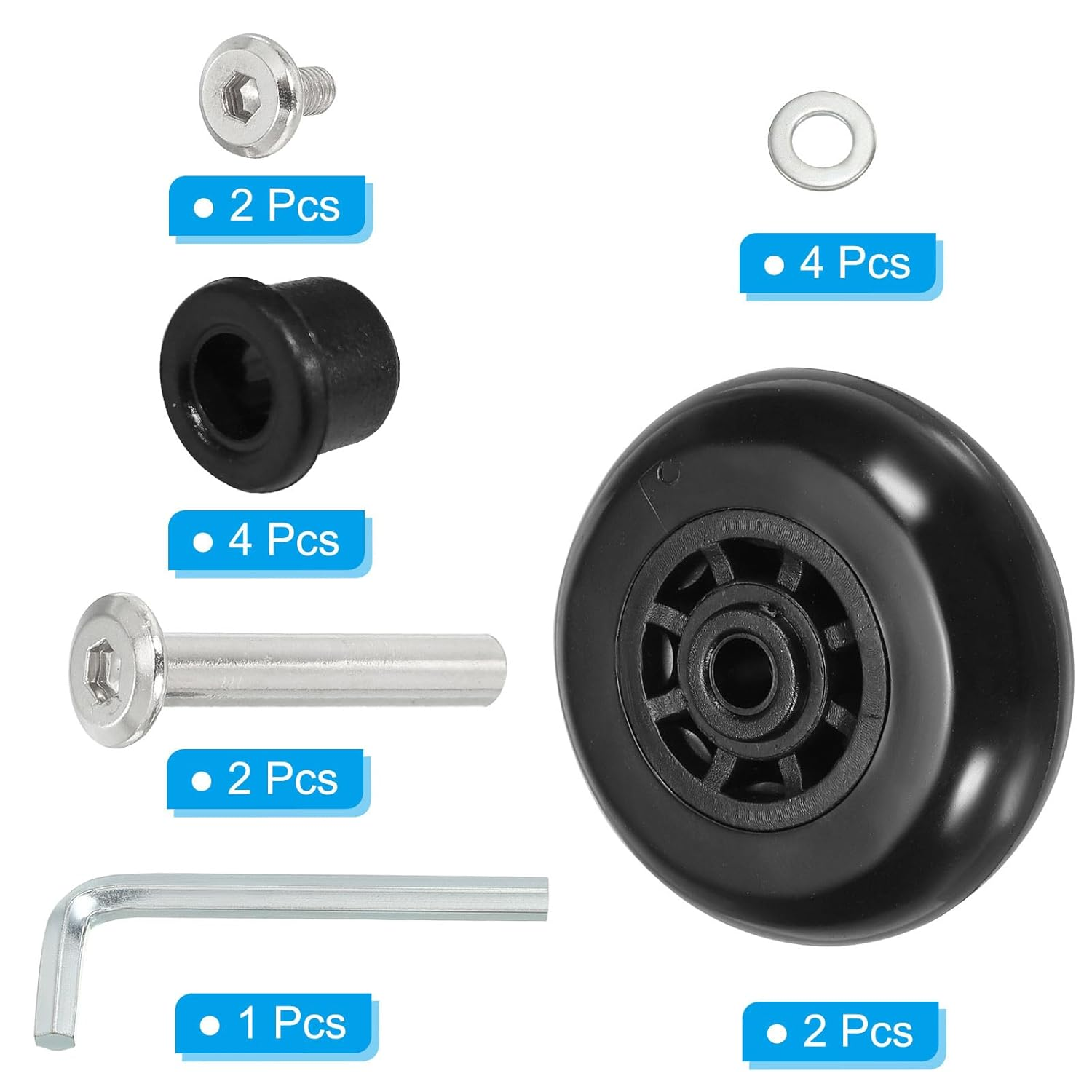 Uxcell Replacement Luggage Suitcase Wheels Repair Kit, 50Mmx18Mm Wear-Resistant & Mute 360 Swivel Caster Wheels image number 6