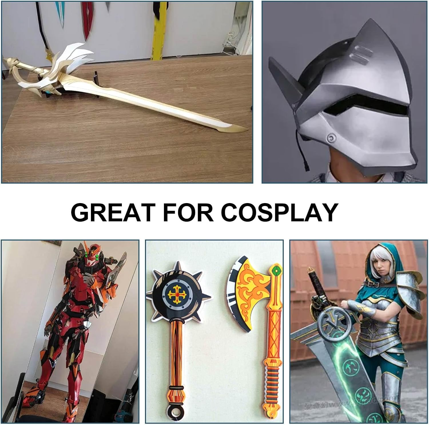 EVA Foam Roll - 10Mm Thick White Craft Foam Sheets - 15" X 39" Large Cosplay Foam Sheet - Ultra High Density 86 Kg/M&sup3; - Pliable & Elastic for Craft Projects Costume Cosplay Foam - by Biguphate image number 6