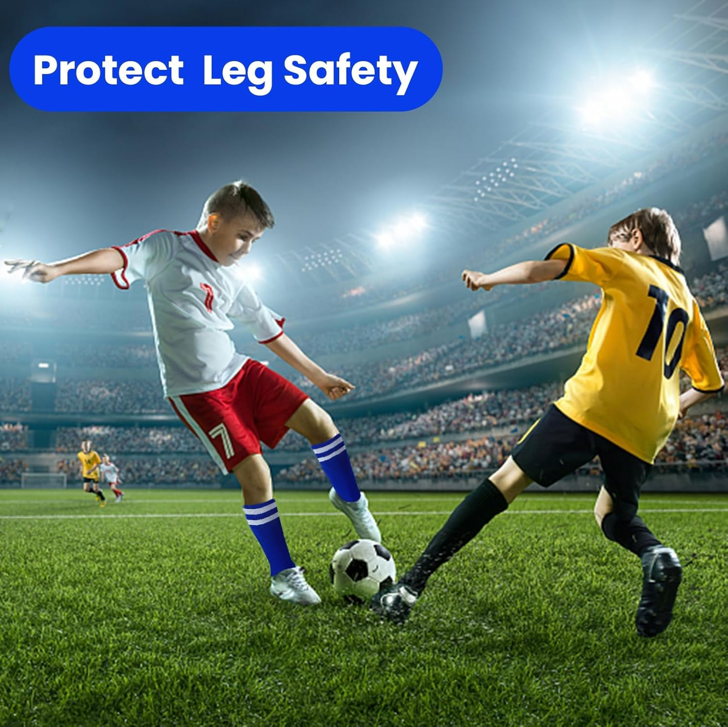 BLAZDEVE 3Pairs Football Shin Guards and Sleeves for Kids Youth, High Elastic Long Soccer Sock Sleeves + Shin Pads, Kids Football Socks for Boys and Girls Leg Calf Protective Gear (M under 15Th) image number 1