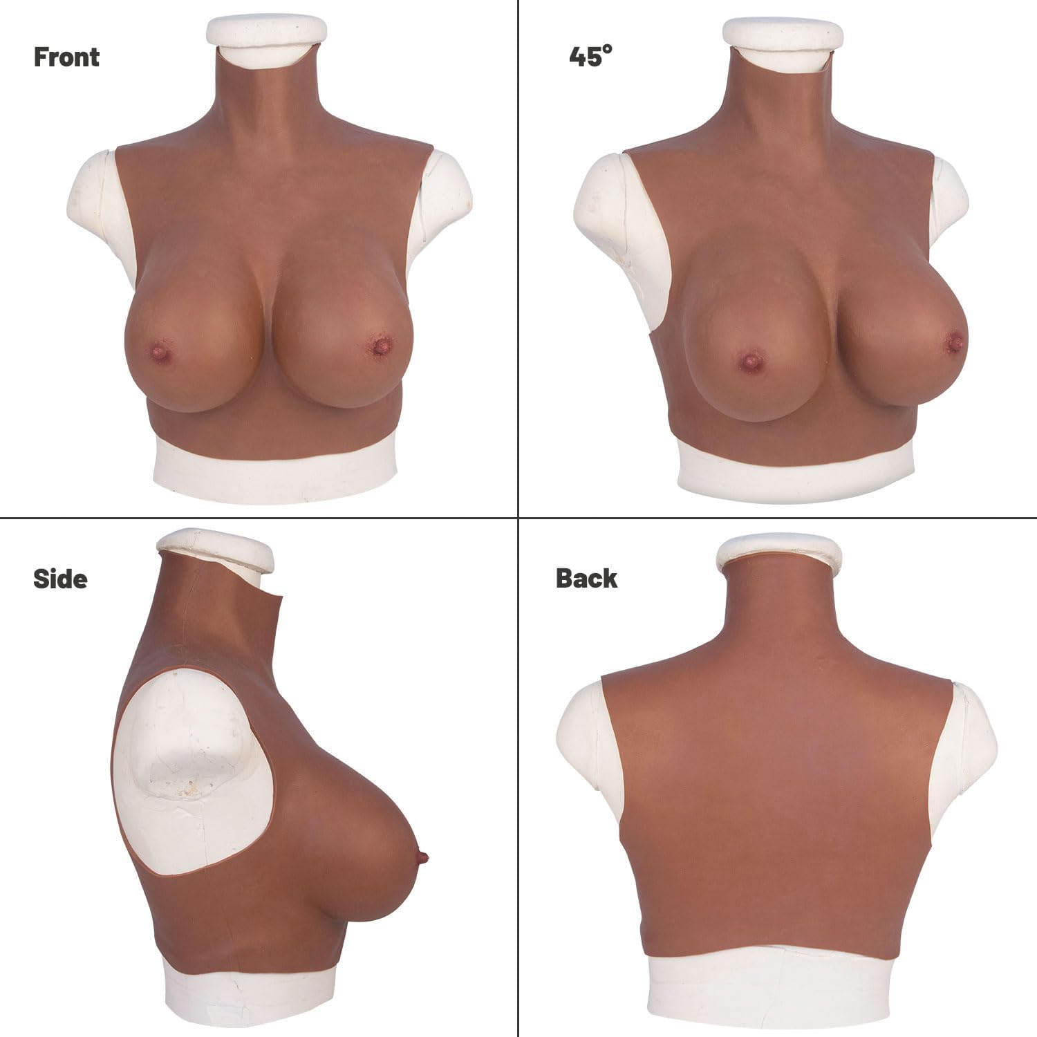 YINSUCDS Silicone Breastplate High Neck Fake Breastforms Crossdressing Breasts C-G Cup for Transgender Drag Queen Cosplay image number 3