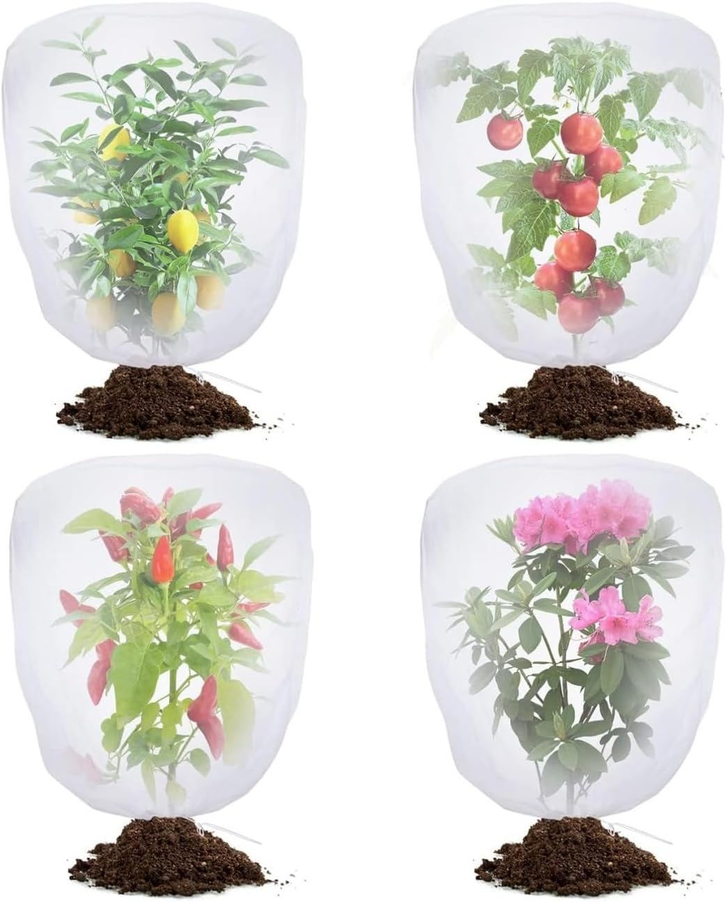 4 Pack Garden Mesh Netting for Plant Protection, Fruit Protection Bags with Drawstring, Garden Netting Plant Covers for Blueberry Tomato Vegetable Form Cicadas Bird Squirrels Eating image number 1