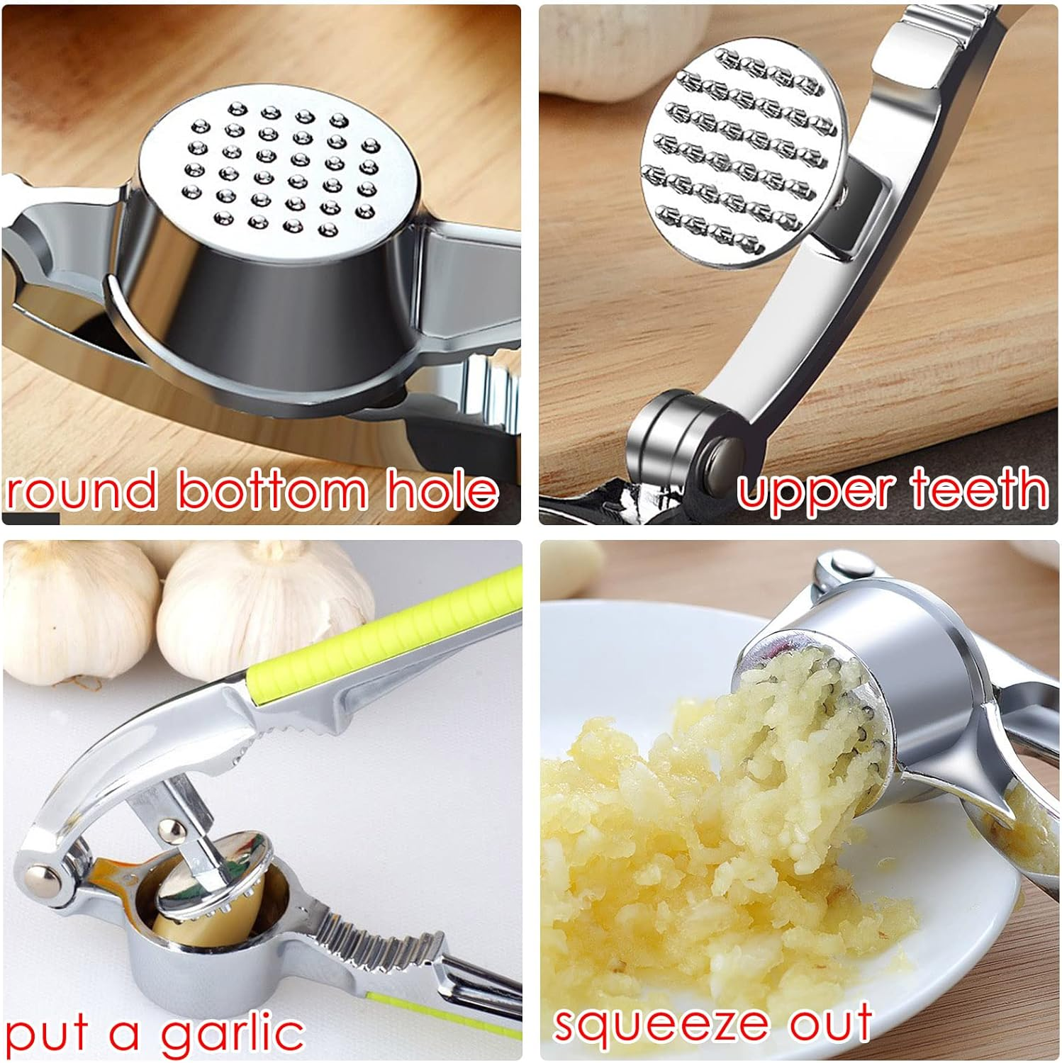 Garlic Press Garlic Cutter Garlic Garlic Press Crusher Ginger Press Premium Stainless Steel Rocker Kitchen Gadget, with Nutcracker 2 in 1 image number 4