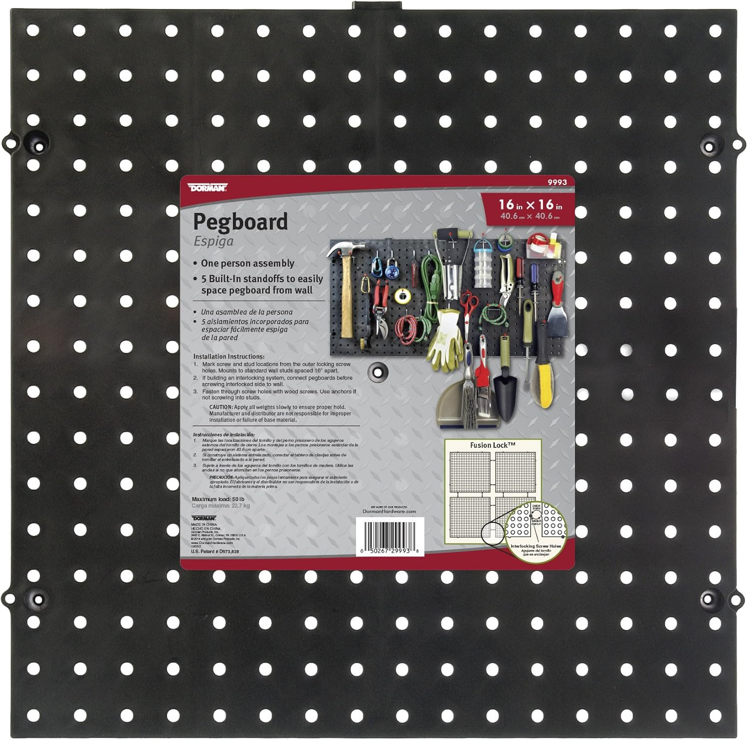 Dorman Hardware 29993 Pegboard, 16-Inch X 16-Inch, Black image number 2