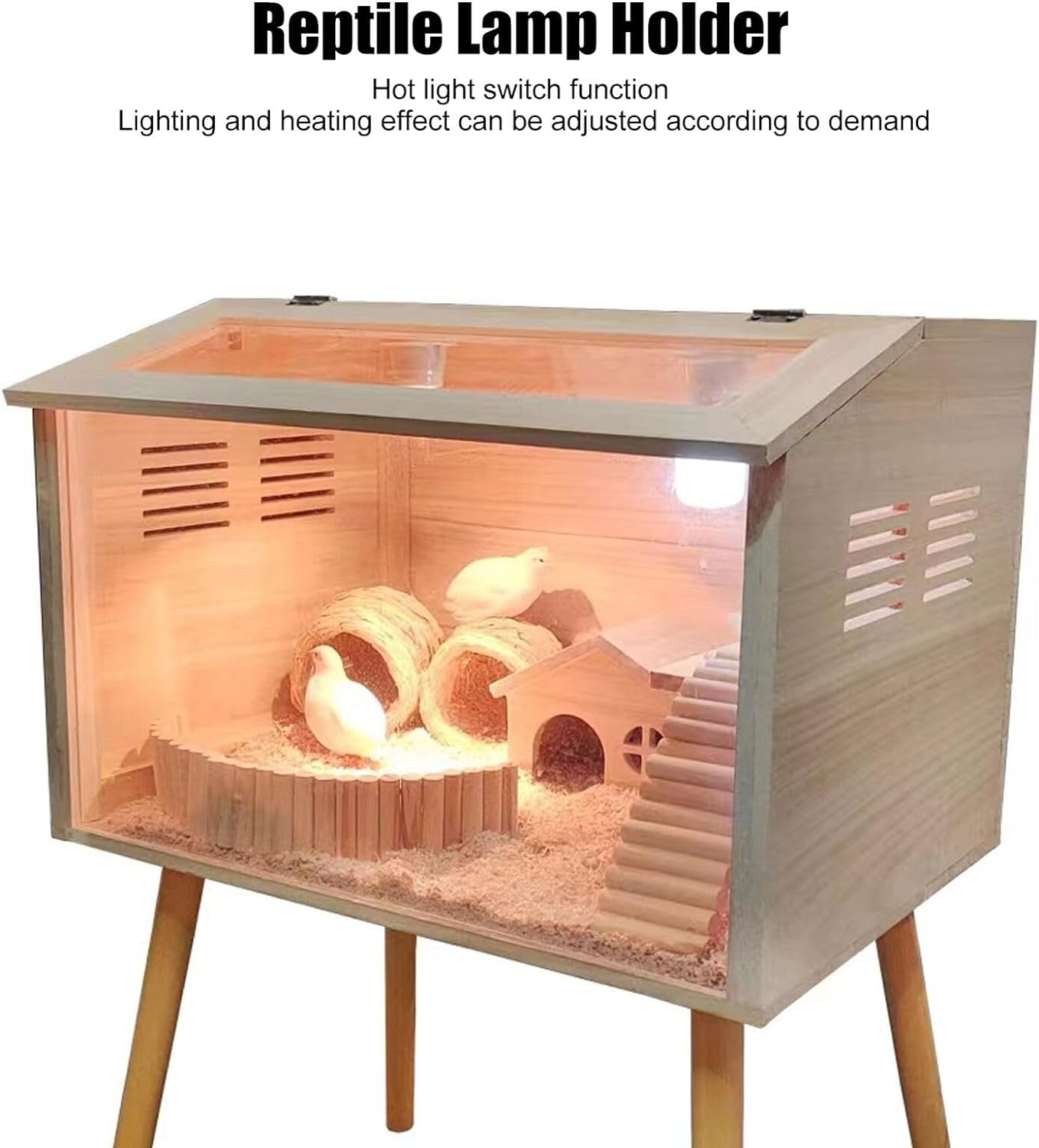 Reptile Ceramic Heat Lamp Holder, Pet Heater Bracket, Heat Emitter Light Fixture for Heat Lamp Bulb, Amphibian Pet Terrariums Habitat Lizard Tortoise, No Bulb Included (Power Control) image number 3