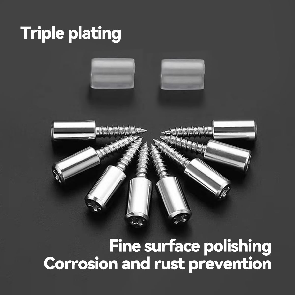 NILLOS Self Tapping Cabinet Shelf Screws, 40 PCS Cabinet Laminate Support Shelf Bracket with Transparent Covers for Hanging, Furniture, Shelf Cabinet Support and Mounting (25X7.5 Mm) image number 6