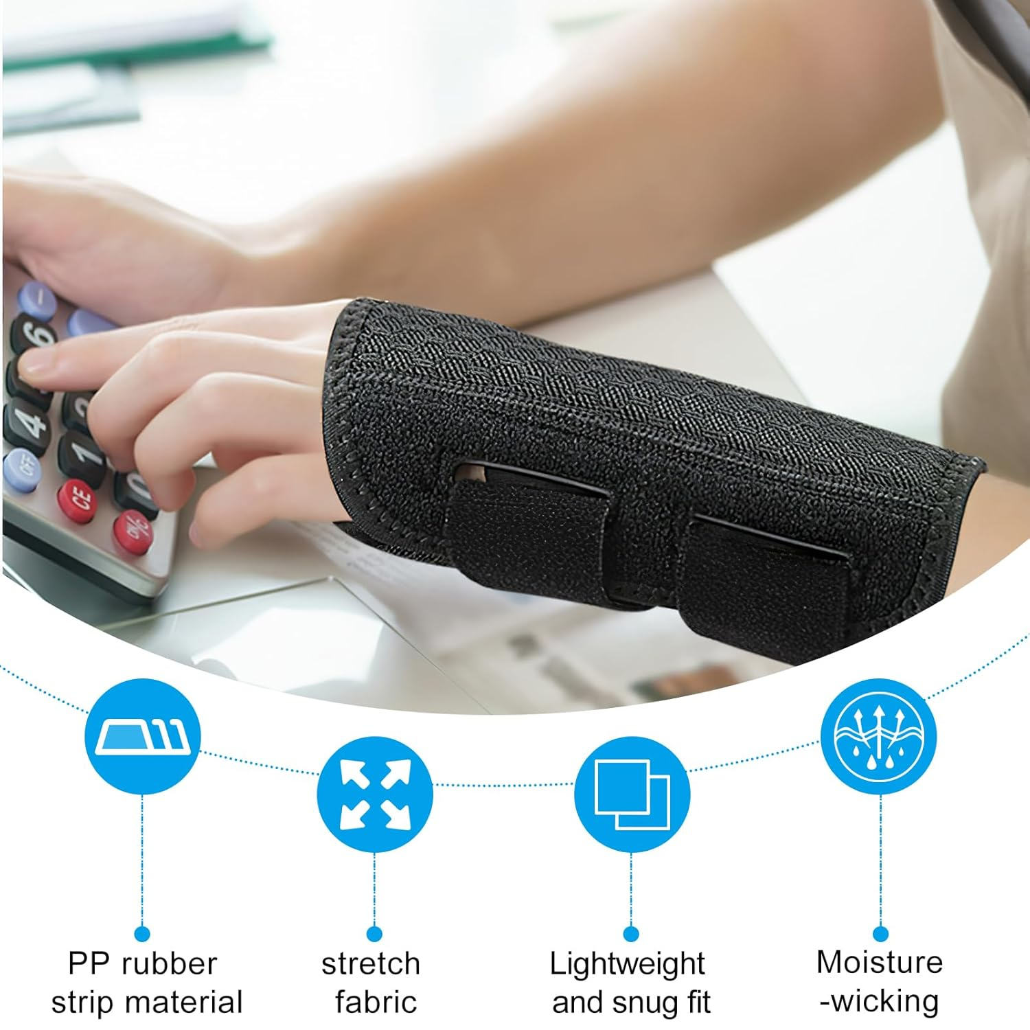 Carpal Tunnel Wrist Brace for Right Hand - Adjustable Support Splint for Men & Women - Relief for Carpal Tunnel Syndrome & Arthritis - Day & Night Wear with Breathable Comfort (Not a Medical Device) image number 4