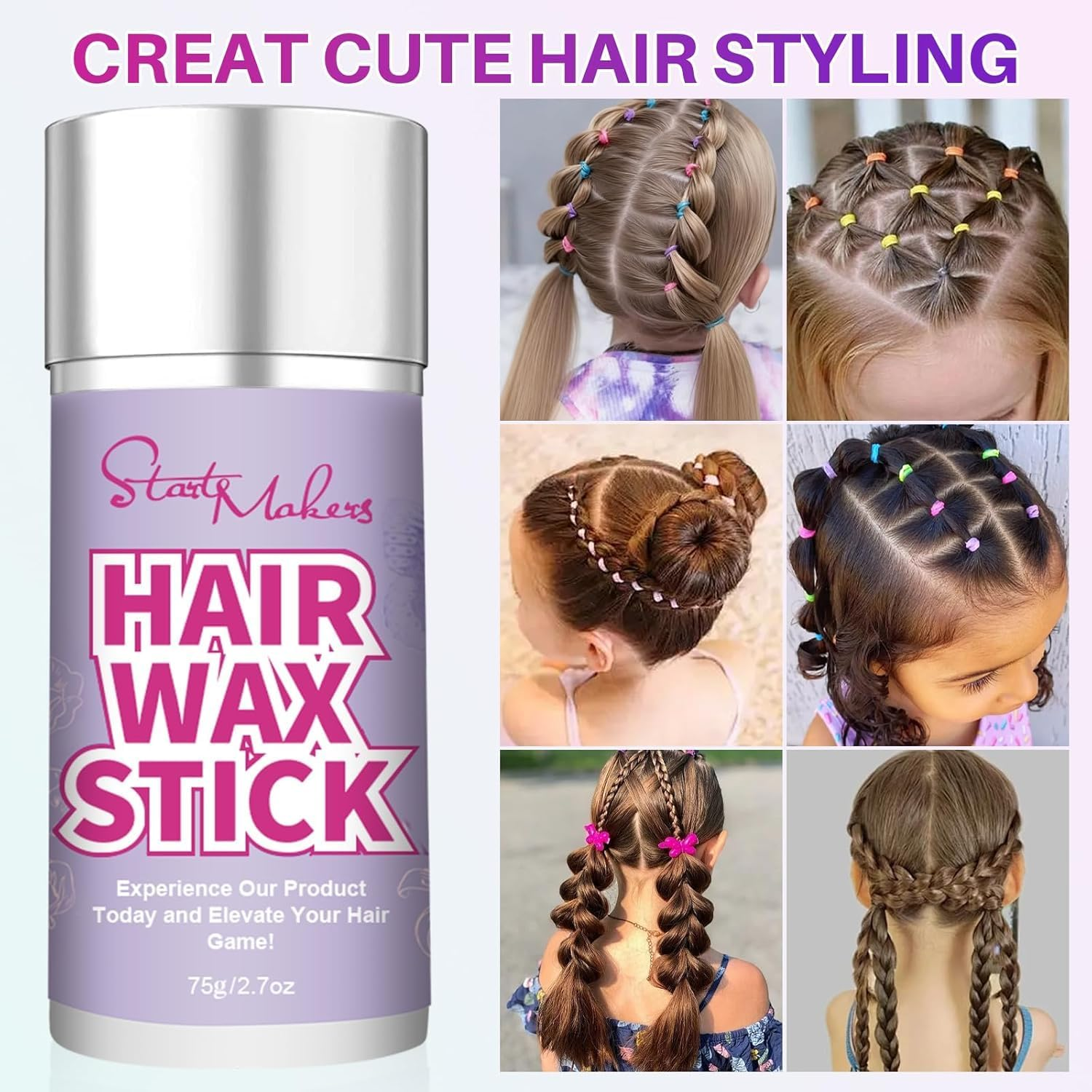 Start Makers Hair Wax Stick, Slick Back Hair Brush Kit, Hair Styling Stick for Flyaways, Edge Control Lasting Hold, Slick Back Brush for Smooth Edge, Tame Frizz Comb Style, Styling Set for Women Girls (11 Pcs) image number 5