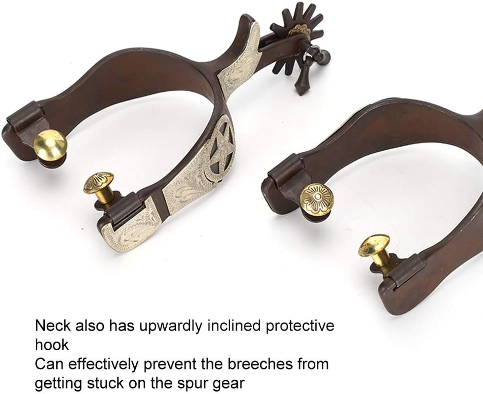 Black Stainless Steel Spurs, Elegant Appearance, Hand Sculpture, Cowboy Horse Boot Spurs, Rider Makes Sound, for Horse Training, Equestrian Competition, Entertainment