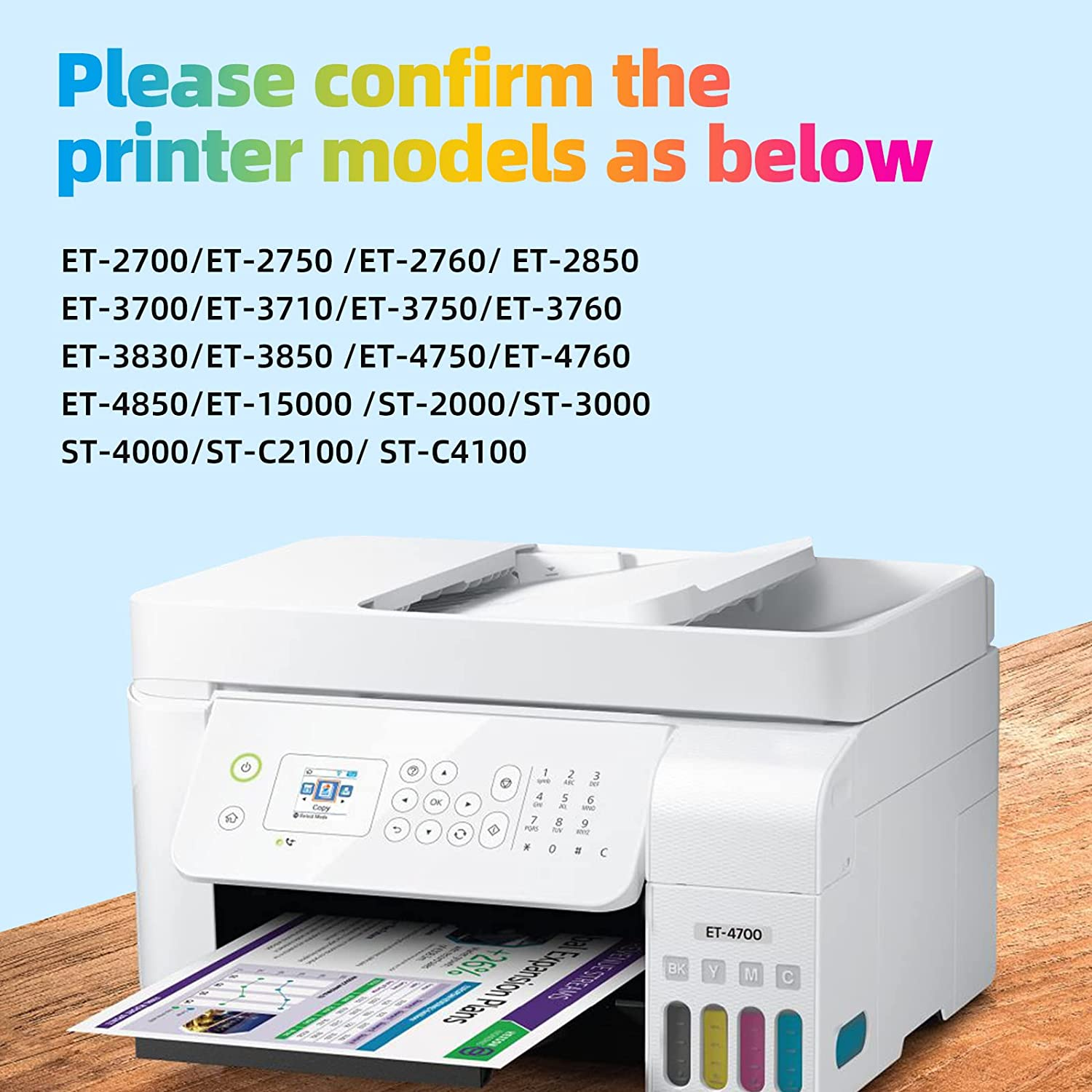 GREENARK T502 502 Refill Ink Bottle Replacement for Epson Expression ET-2700 ET-2750 ET-2760 ET-2850 ET-3700 ET-3750 ET-3760 ET-4750 ET-4760 ET-4850 Printers (4 Pack image number 1