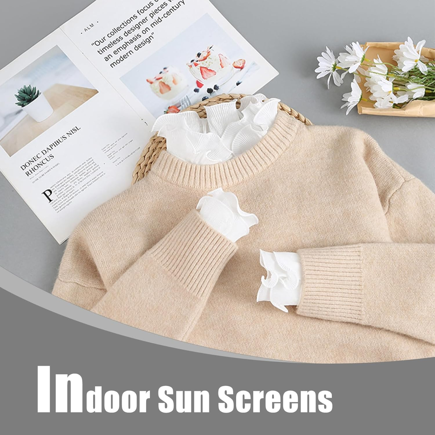 Fake Collar for Women Detachable Ruffled White Collar with Fake Cuffs Stylish Skin-Friendly and Lightweight Faux Women for Sweaters & Button-Down Shirts Faux image number 2