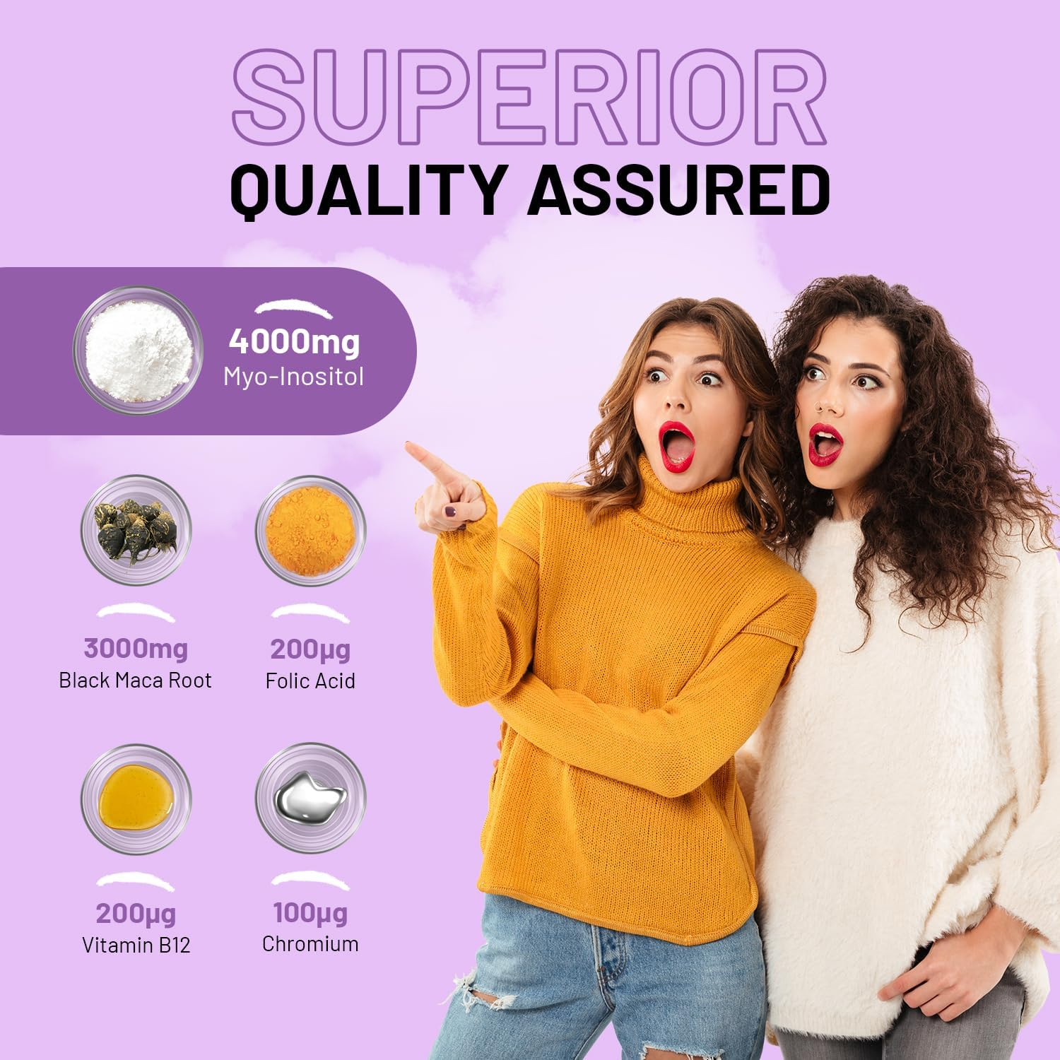 Myo-Inositol Complex 120 Vegan Tablets 7000Mg per Serving with Black Maca Root, Chromium, Folic Acid, and Vitamin B12 | Hormonal Balance for Women| Premium Quality by Prowise image number 3