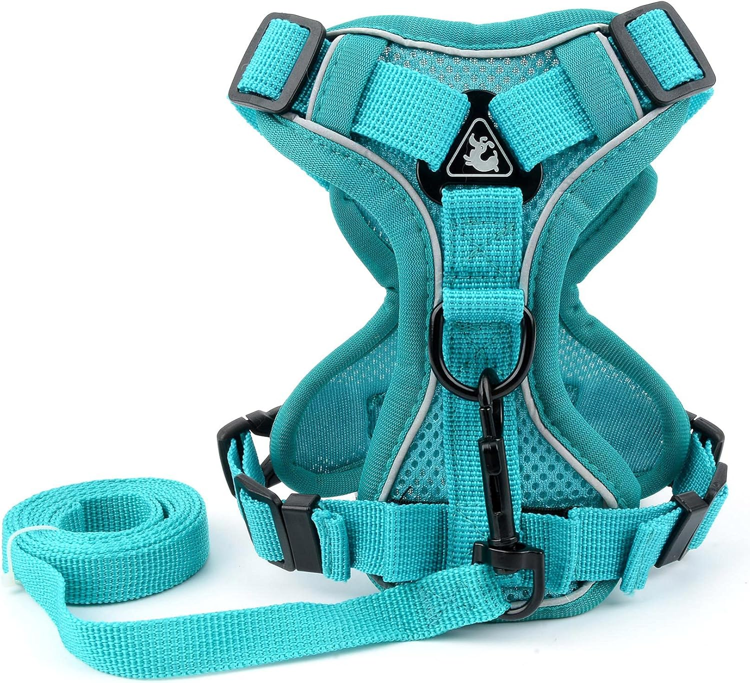 Zunea No Pull Dog Harness for Small Medium Dogs Puppy Cats Vest Harness Lead Set Adjustable Reflective Breathable Mesh Lightweight Pet Harnesses Escape Proof for Walking Training Green S image number 3