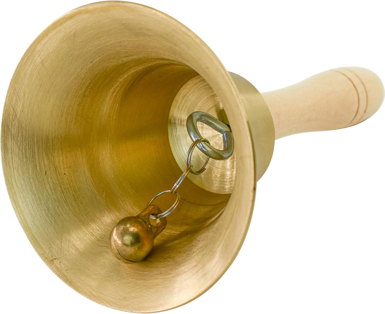 Mrmrkura Super Loud Solid Brass Hand Call Bells with Wooden Handle for Church, Hotel, School, Service, Wedding (Medium) image number 4