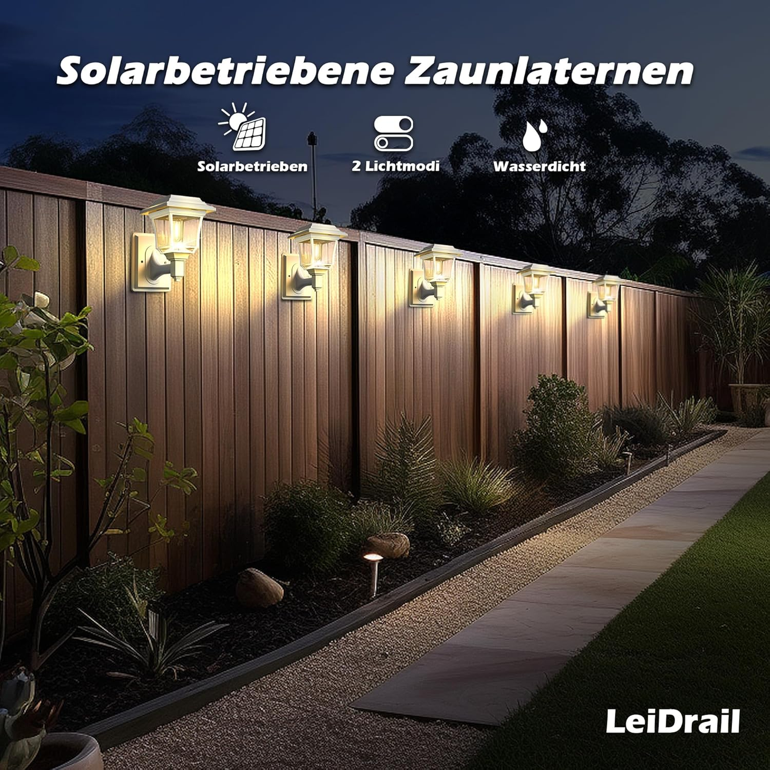 Leidrail Solar Wall Light Outdoor 2 Modes Edison Waterproof 15 Lumen Decorative Lights for Fence Yard Chicken Coop Playhouse White (Pack of 4) image number 6