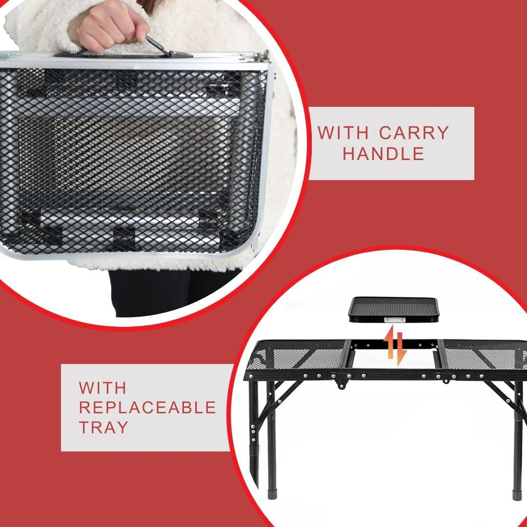 Portable Folding Outdoor Camping Table &ndash; 2FT Lightweight Small Foldable Table for Camping, Picnic, BBQ, Travel & Outdoor Cooking &ndash; Compact, Collapsible & Durable Camp Tables with Adjustable Height image number 5