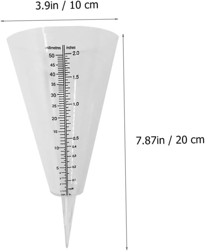 2Pcs Transparent Cone Rain Gauge Outdoor Rainfall Measurement Cup with Spike for Garden Water Management Plastic Rain with Dual Scale image number 5