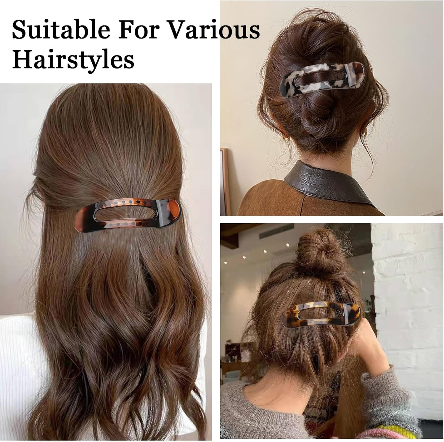 Ueiykoz 4 PCS Flat Hair Clip for Women,French Flat Claw Clip Strong Hold Hair Barrettes for Thick Thin,Comfortable Curved Barrette Perfect for Lying Down image number 6