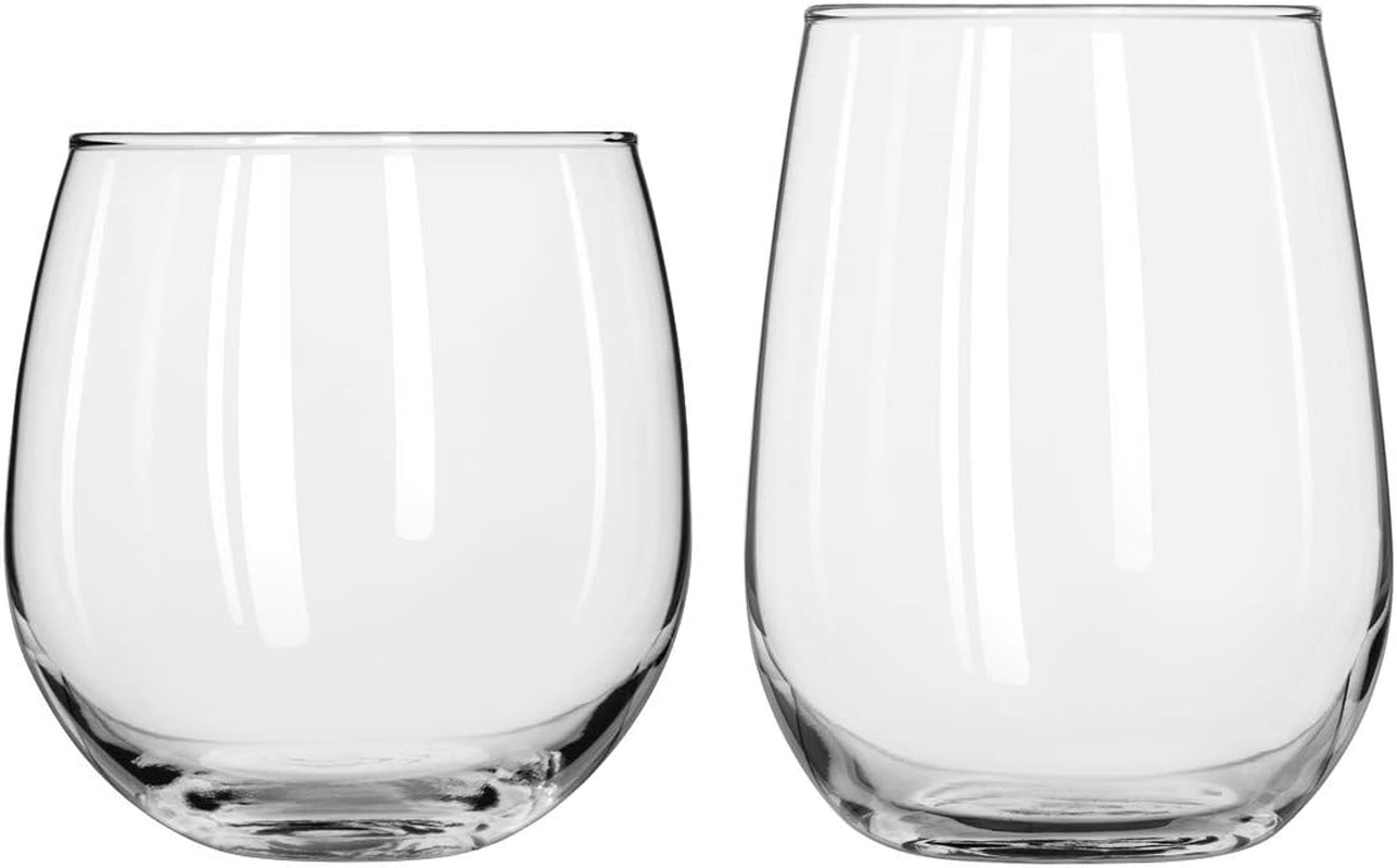 Libbey Stemless Wine Glasses Set of 12, Dishwasher Safe Red and White Wine Glass Set, Clear Drinking Glasses Set of 12 for Cocktails, Water, and More image number 1