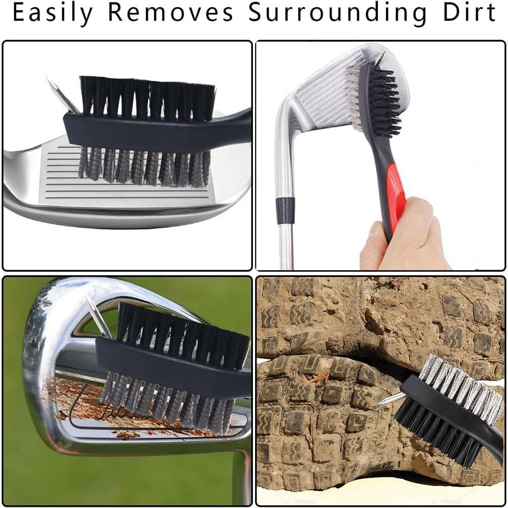 2Ft Brass Golf Club Brush with Retractable Zip Line and Aluminum Carabiner Ergonomic Golf Groove Cleaner for Clubs, Durable Brass Bristles, Compact Golf Bag Accessory, Easy to Use Retractable Design image number 4