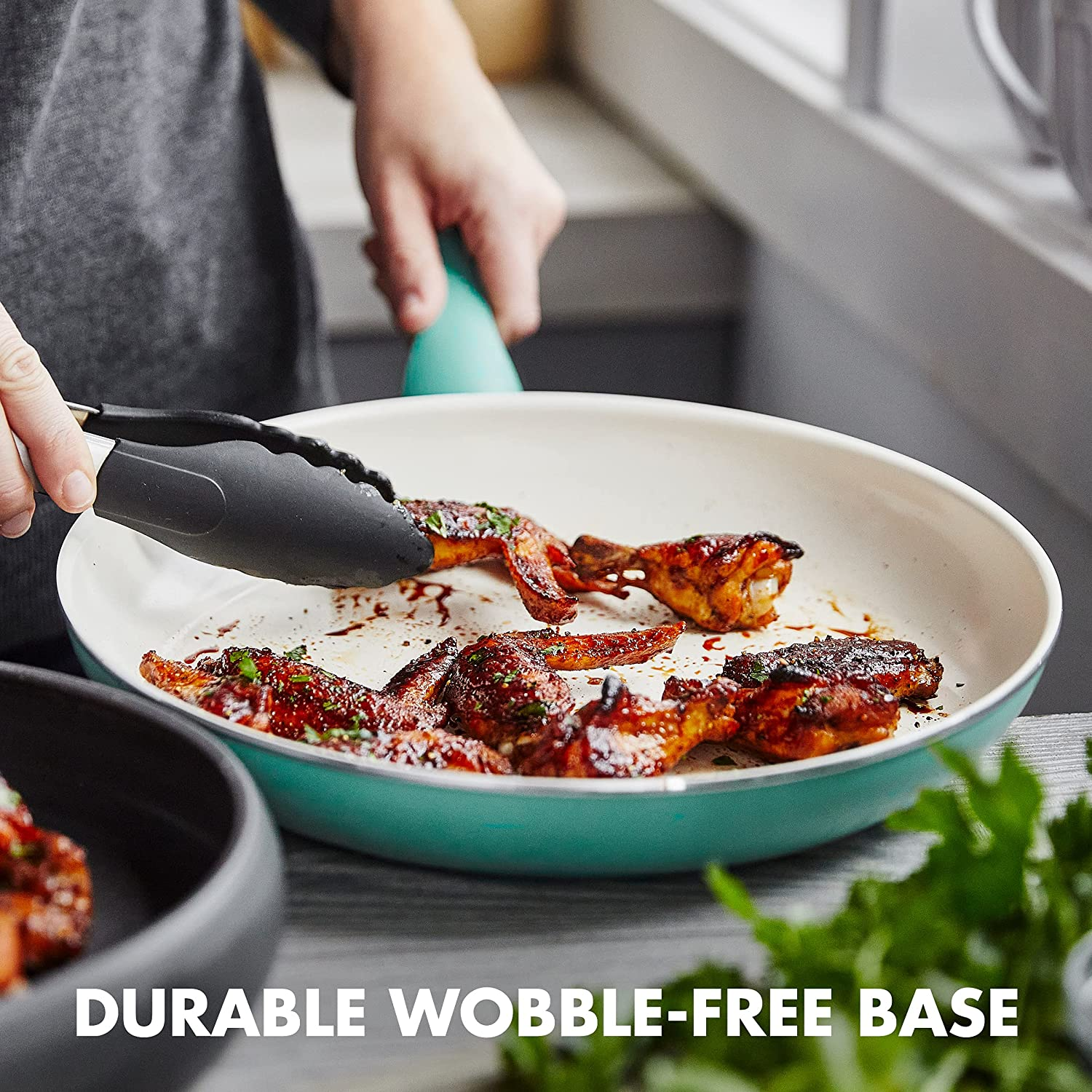 Greenpan Rio Healthy Ceramic Nonstick 10" Frying Pan Skillet, Pfas-Free, Dishwasher Safe, Turquoise image number 4