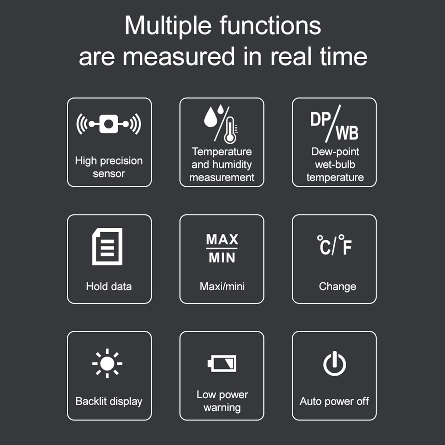 HT607 Digital Hygrometer Handheld Temperature&Humidty Meter Thermo-Hygrometer LCD Thermometer Hygrometer Psychrometer Wet Bulb Dew Point Temperature Humidity Detector with Max/Min/Data image number 6