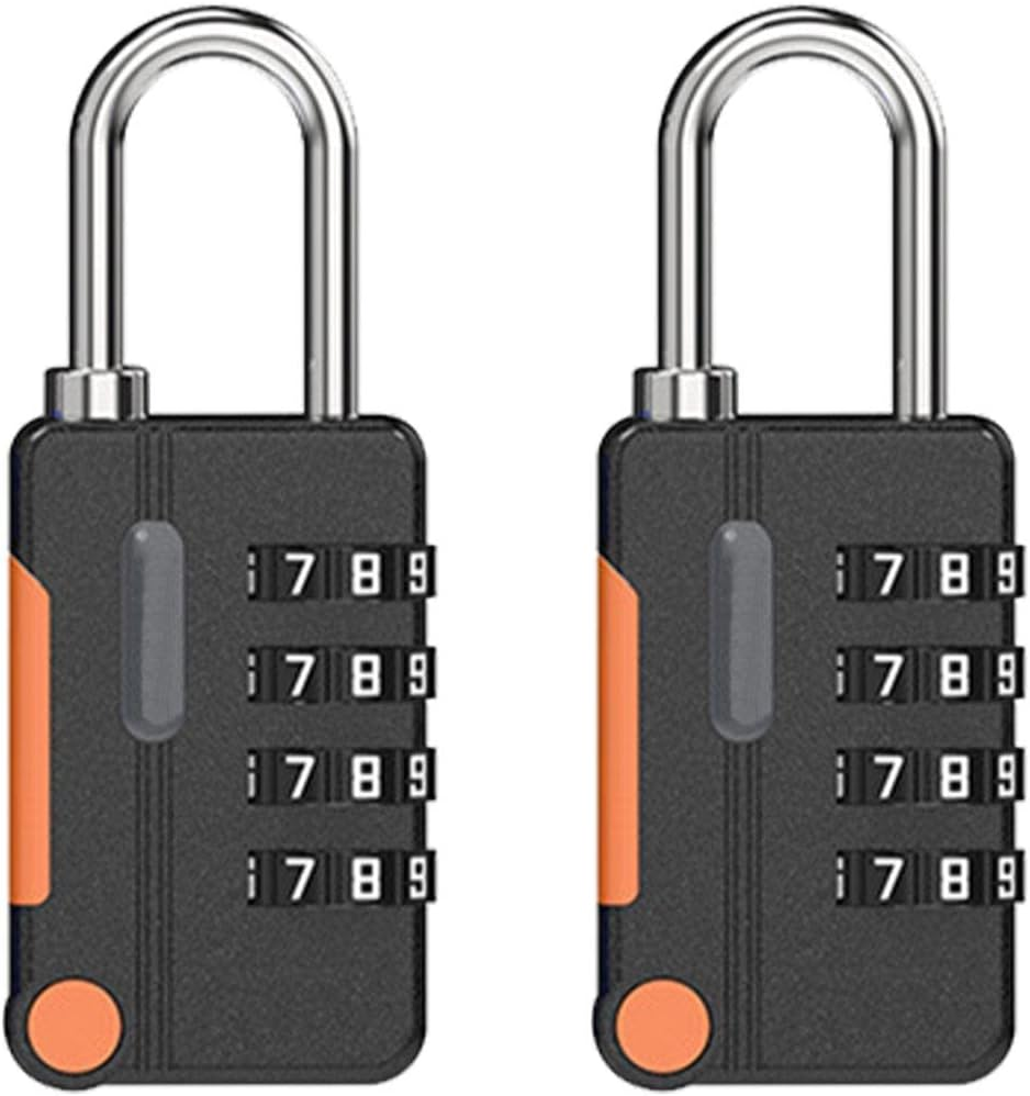 2Pack Combination Lock, 4 Digit Combination Padlock Set, Small Waterproof Padlocks, for School Gym Locker, Sports Locker, Fence, Toolbox, Gate, Case, Hasp Storage(Black)