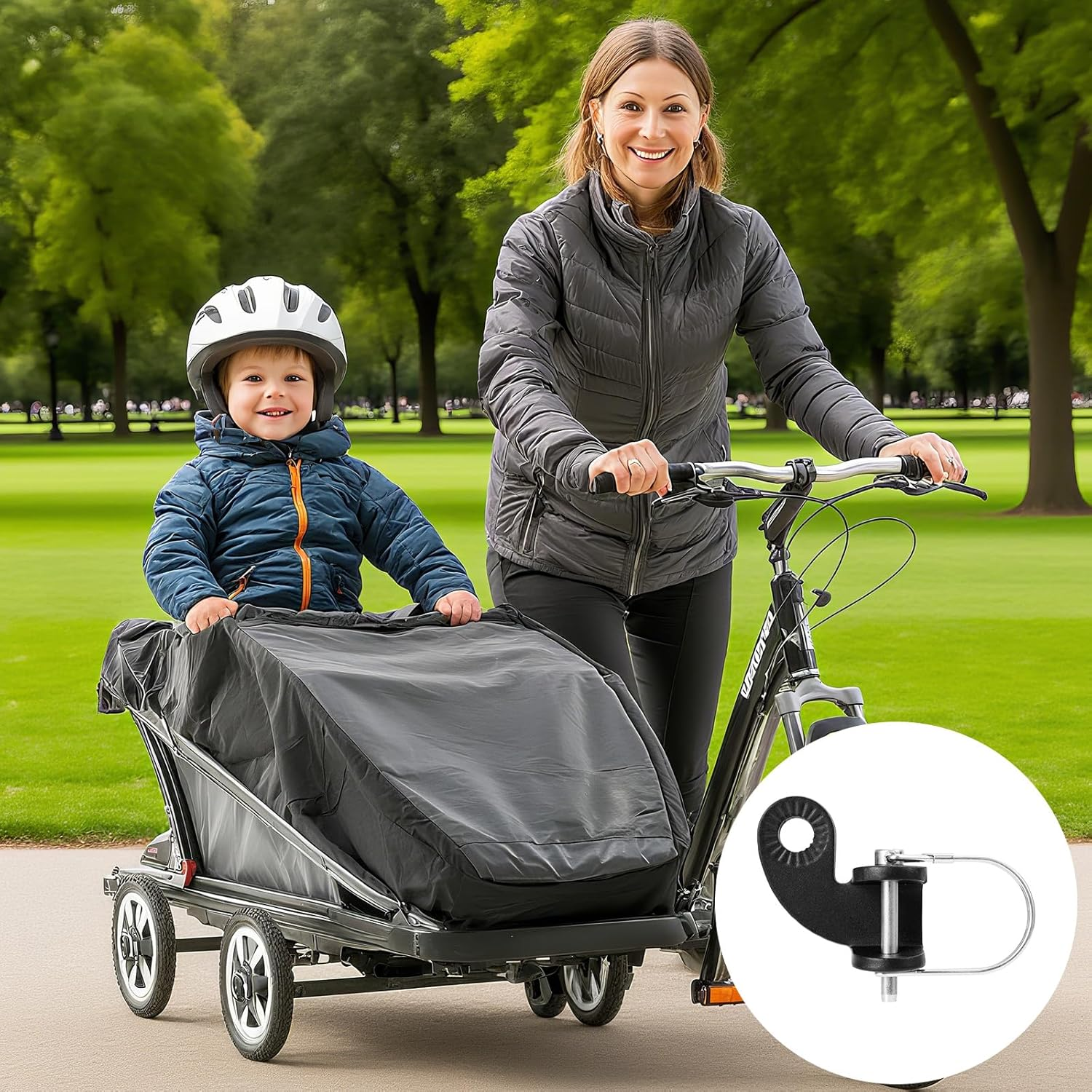 Bike Trailer Hitch Coupler Adapter, Steel Bicycle Trailer Attachment Compatible with Burley Bee & Older Models, Fits Disc Brake Connector for Kids Pets Dogs Cargo image number 5